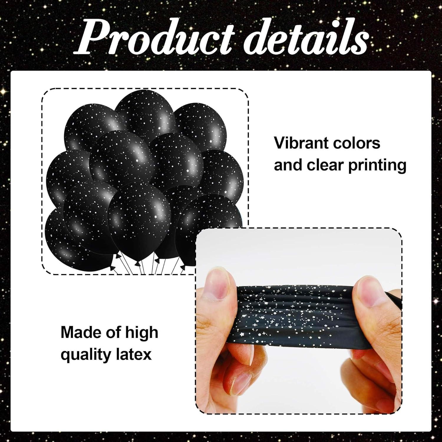 40Pcs Galaxy Balloons for Boys Galaxy Birthday Party Decorations Outer Space Themed Party Supplies Black Star Latex Balloon Garland Black and White Balloons for Kids