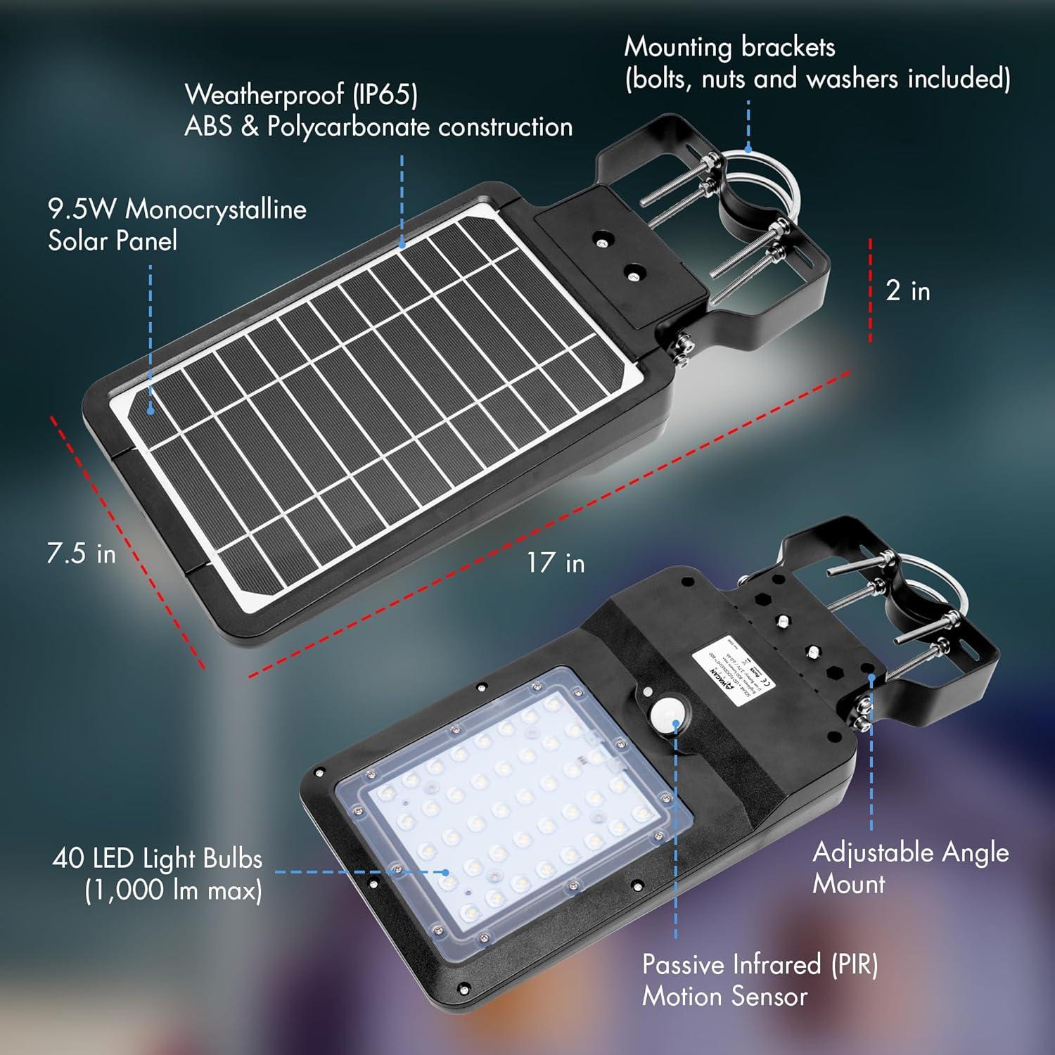 Wagan Outdoor LED Motion Sensor Flood Light with Solar Panels