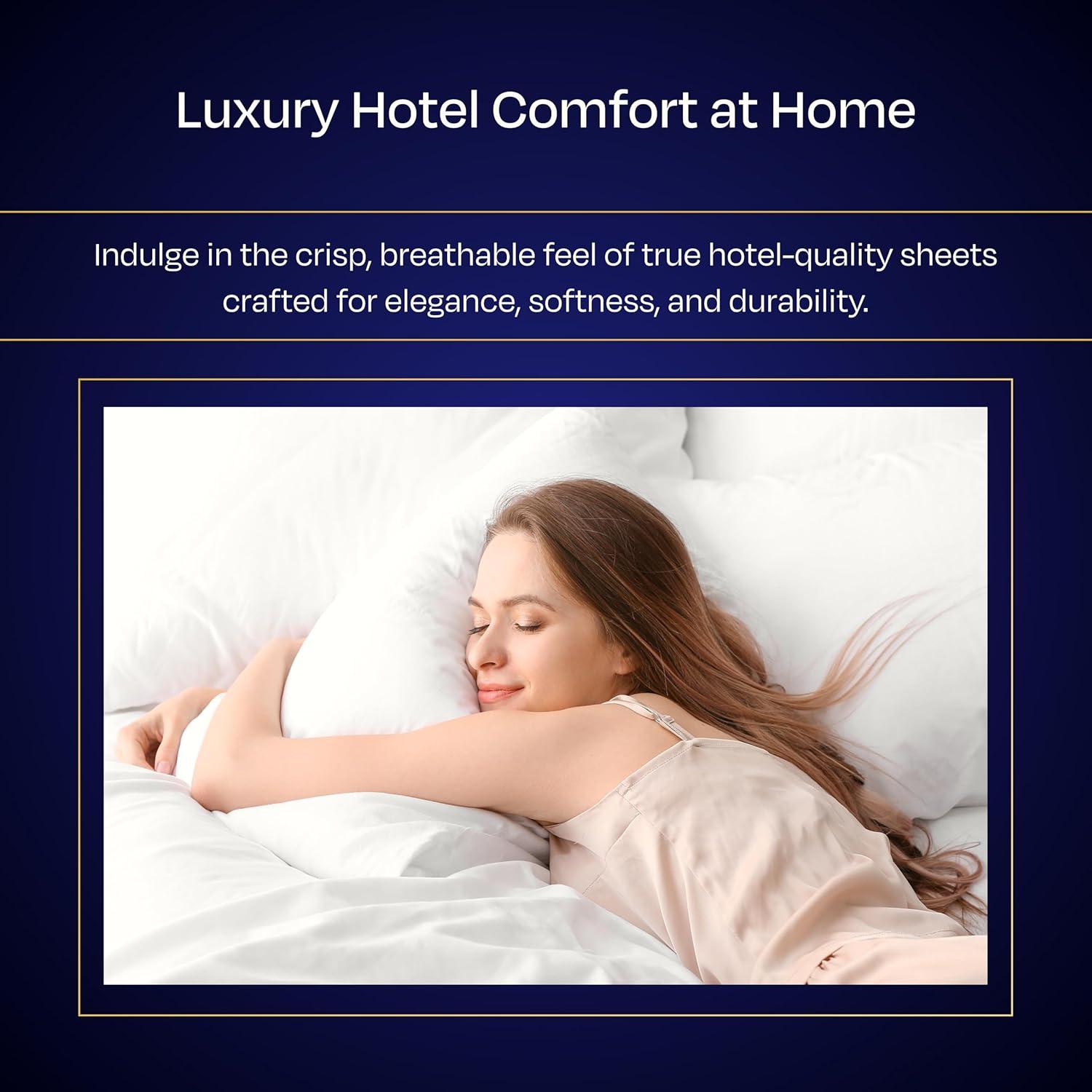 Luxury 1000 Thread Count Bed Sheets Set - 100% Cotton Sateen - Soft, Thick & Deep Pocket by California Design Den - Ivory, King