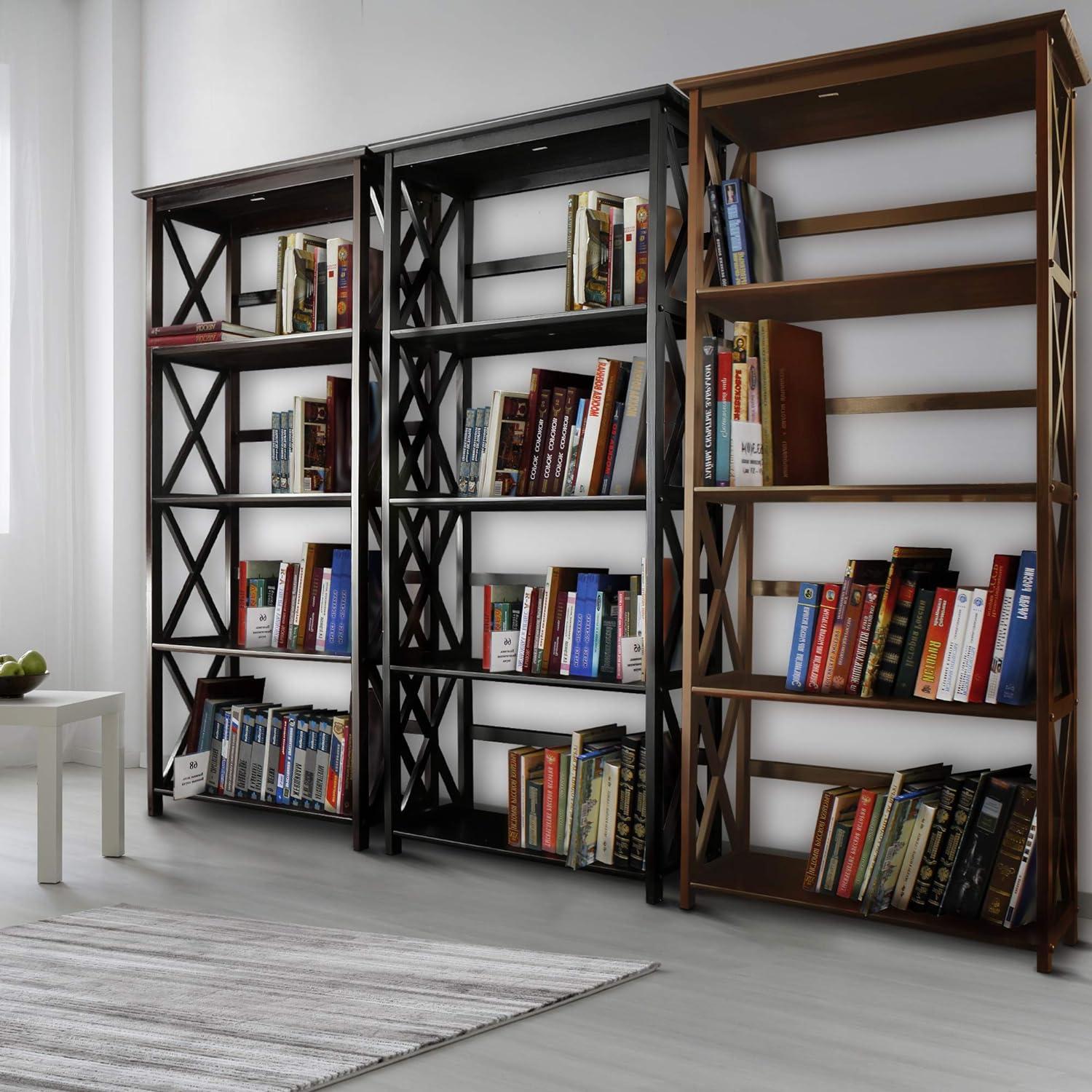 Montego Dark Walnut 5-Shelf Wood Bookcase