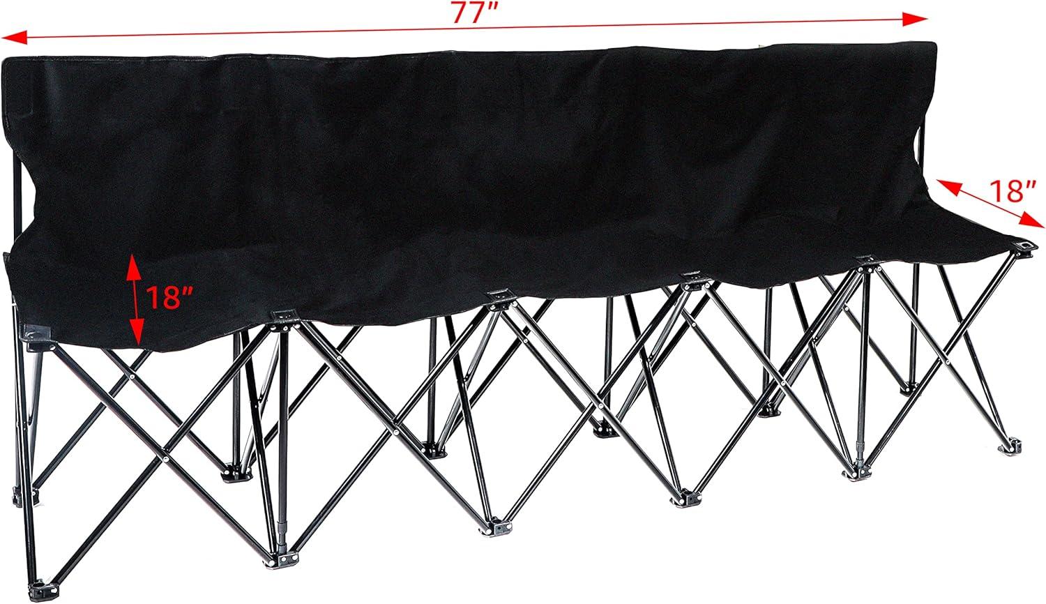 Trademark Innovations Portable 5-Seater Team Sports Sideline Bench with Back (Black)