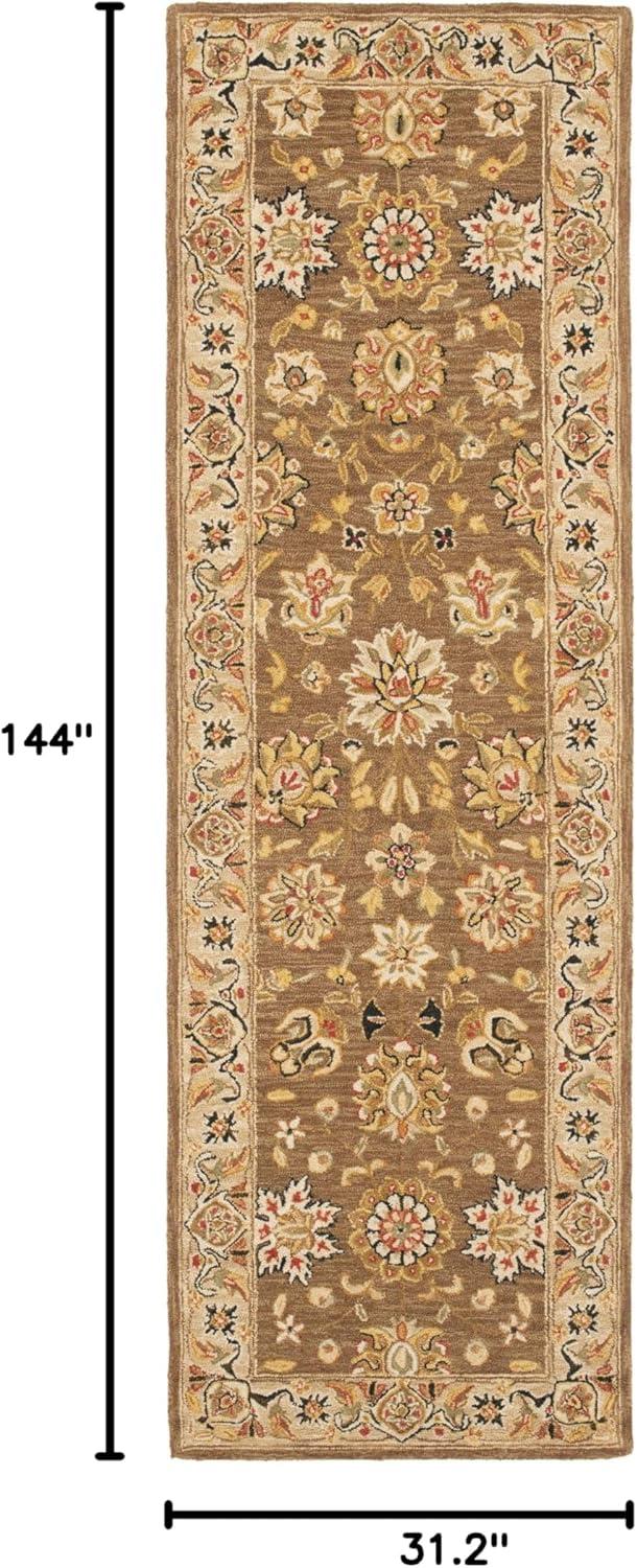 SAFAVIEH Chelsea Kaeden Floral Wool Runner Rug, Brown/Ivory, 2'6" x 12'