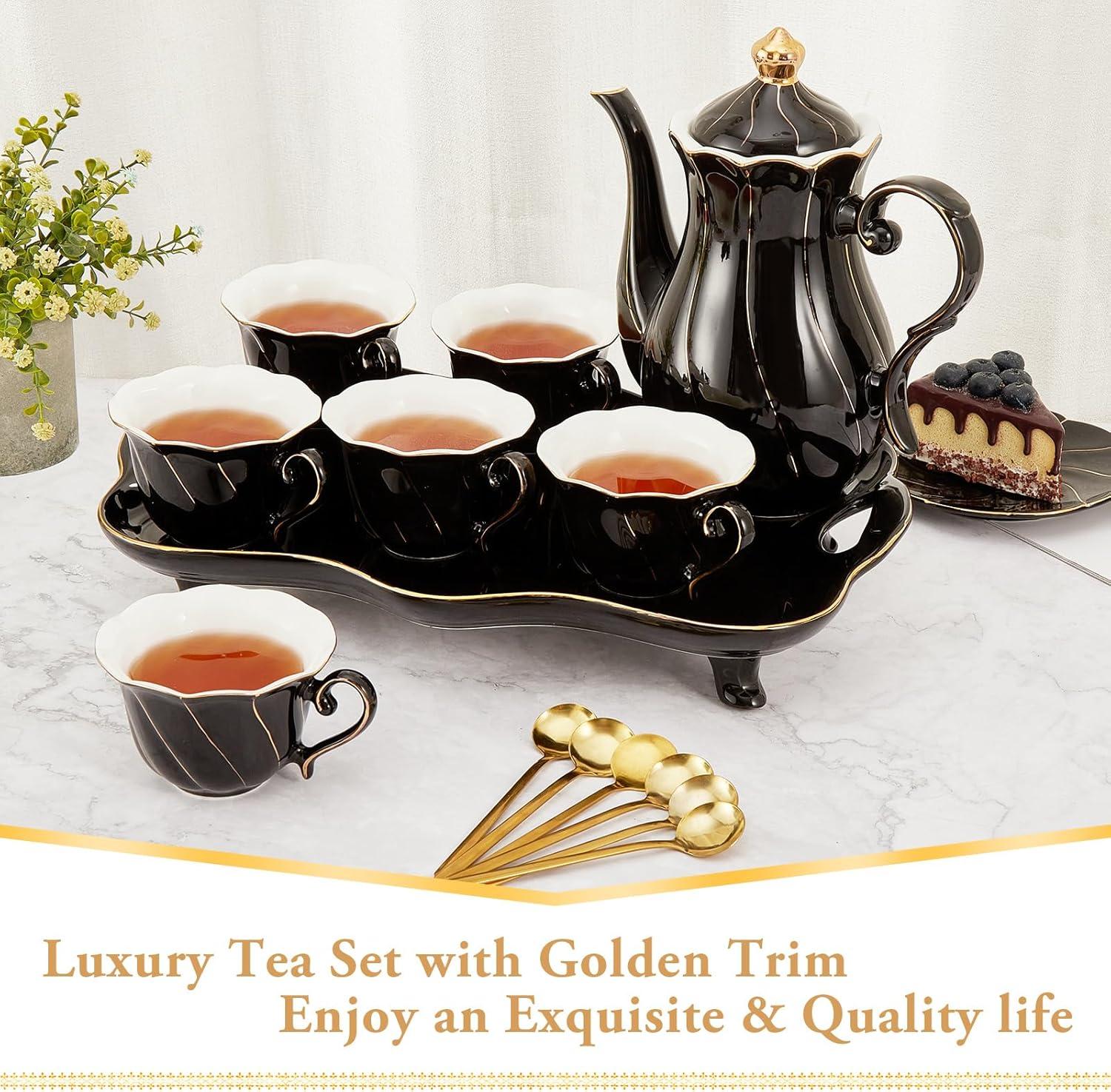 Ameriwood 14 pcs Tea Set of 6 with Tea Tray & Spoons