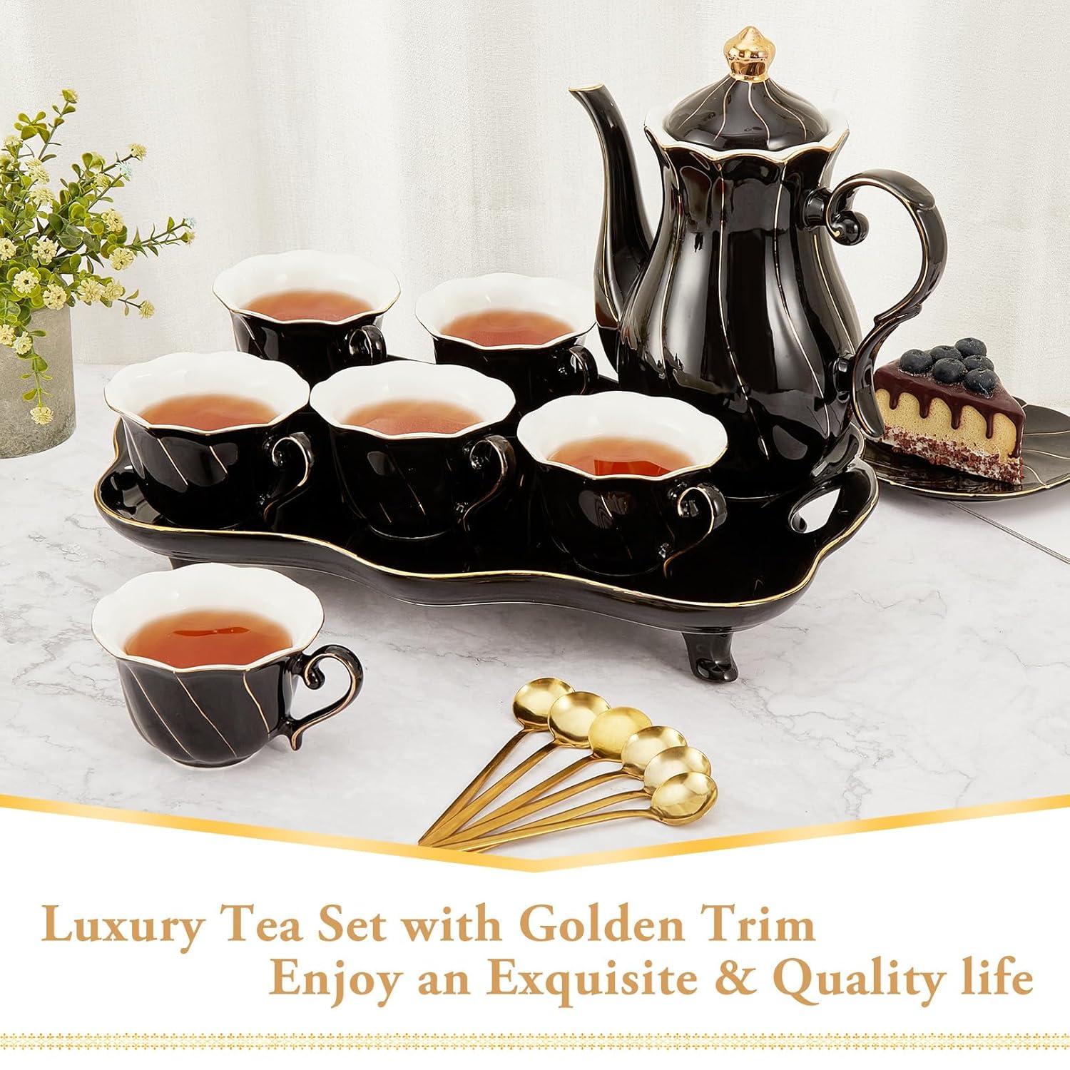 Ameriwood 14 pcs Tea Set of 6 with Tea Tray & Spoons