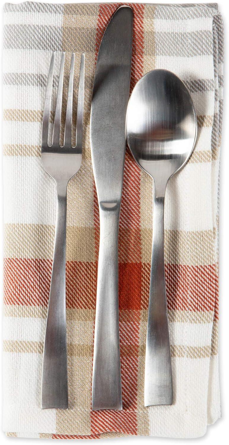 DII Thankful Autumn Collection Fall Tabletop Decoration, Square Napkin Set, 20x20, Cozy Picnic Plaid, 6 Piece