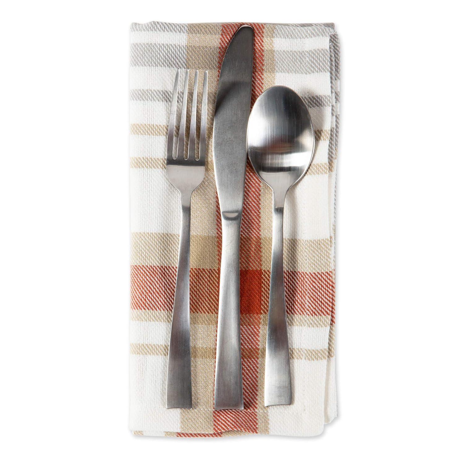 DII Thankful Autumn Collection Fall Tabletop Decoration, Square Napkin Set, 20x20, Cozy Picnic Plaid, 6 Piece