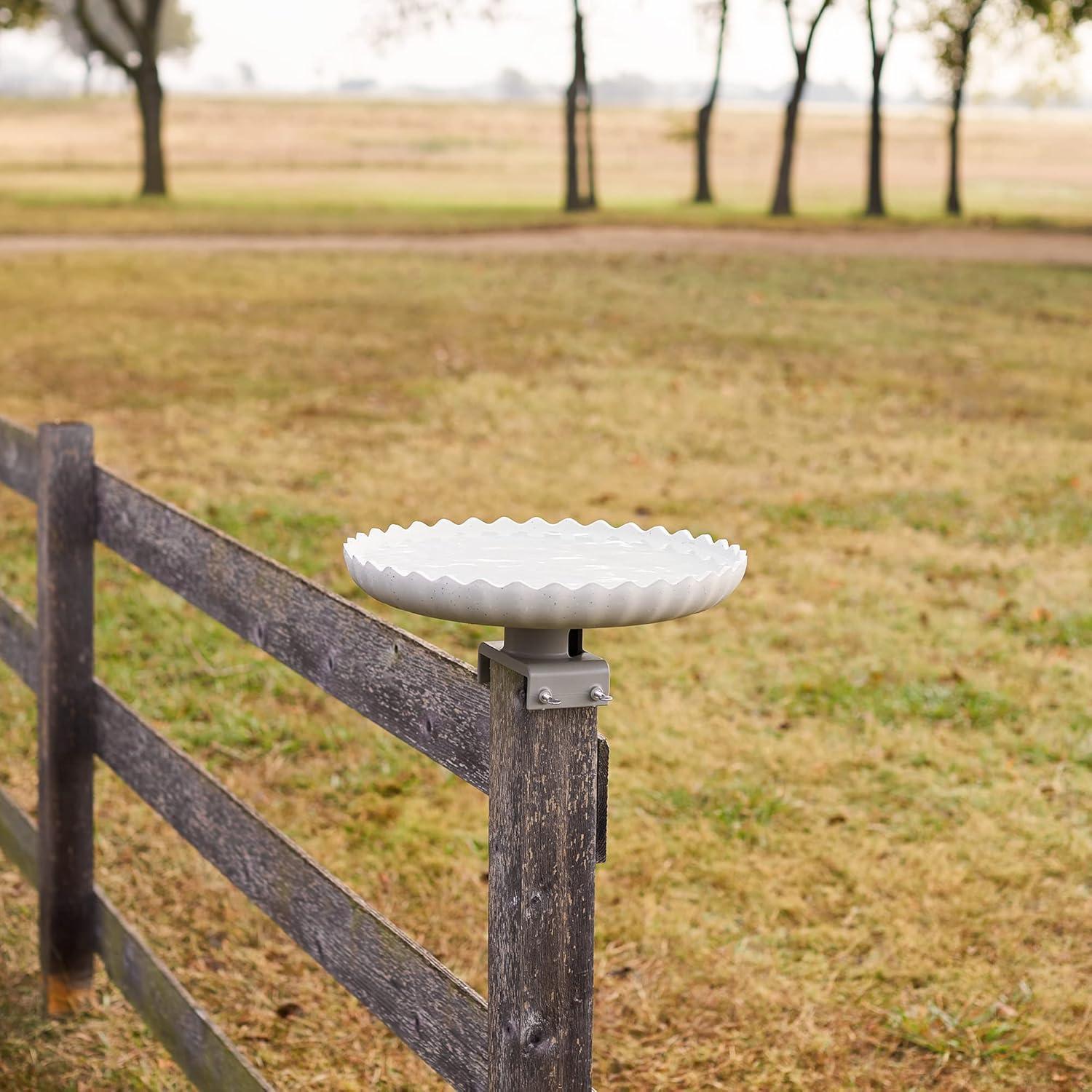 Farm Innovators 120W Outdoor Stone Scalloped Heated Birdbath w/ Deck Mount