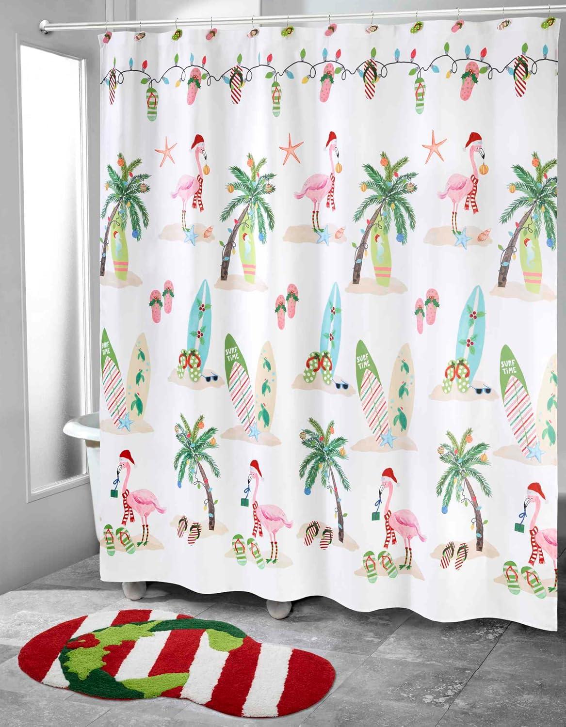 Avanti Linens Flamingo Jingle Shower Curtain & Hook Set