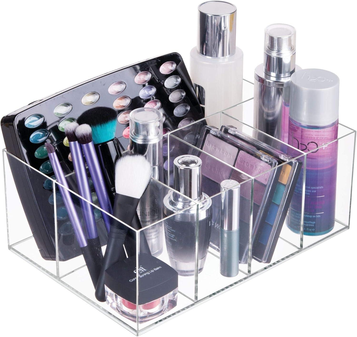 iDesign 5 Compartment Plastic Bathroom Storage Organizer, the Clarity Collection, Clear