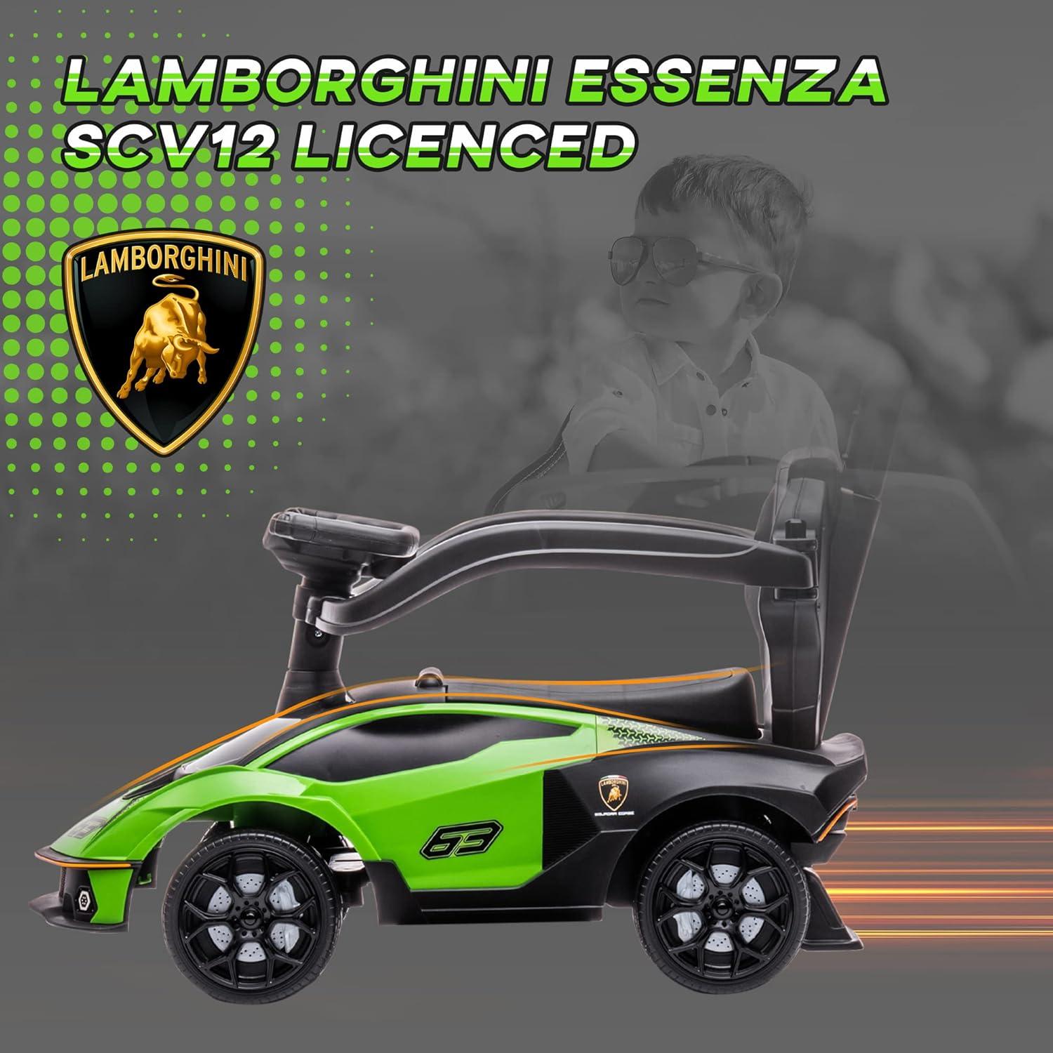 Green Polypropylene Lamborghini Toddler Push Car with Storage