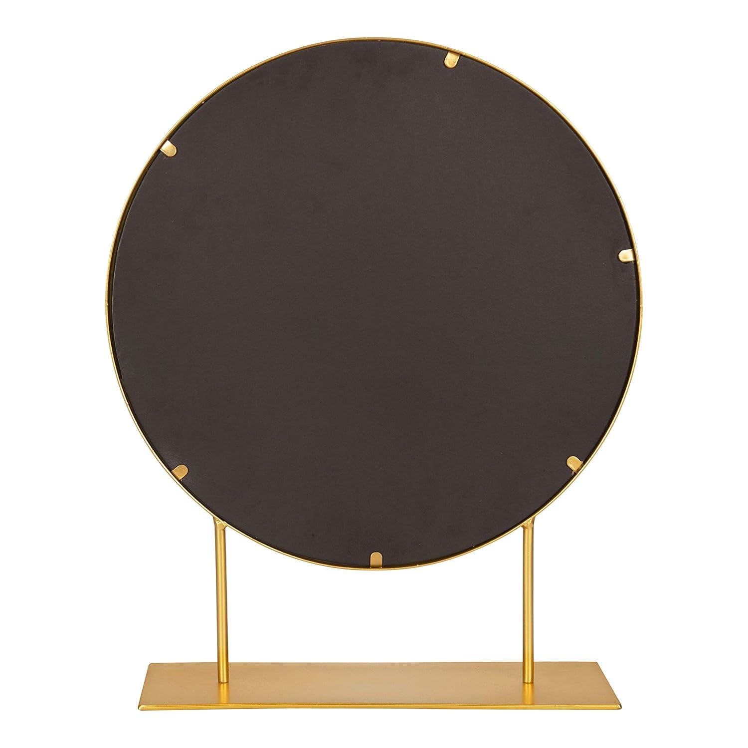 18" x 22" Rouen Round Wall Mirror Gold - Kate & Laurel All Things Decor: Freestanding, Metal Frame, Modern Decor