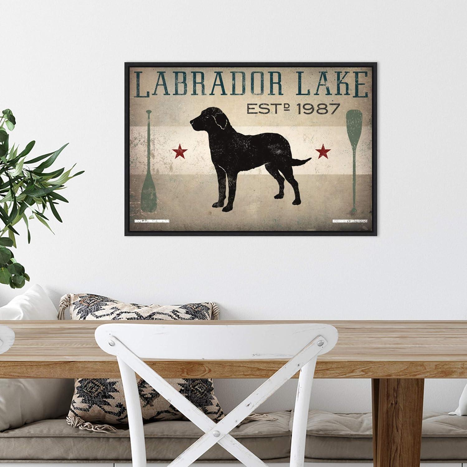 Amanti Art Labrador Lake by Ryan Fowler Canvas Wall Art Print Framed 23-in. x 16-in.