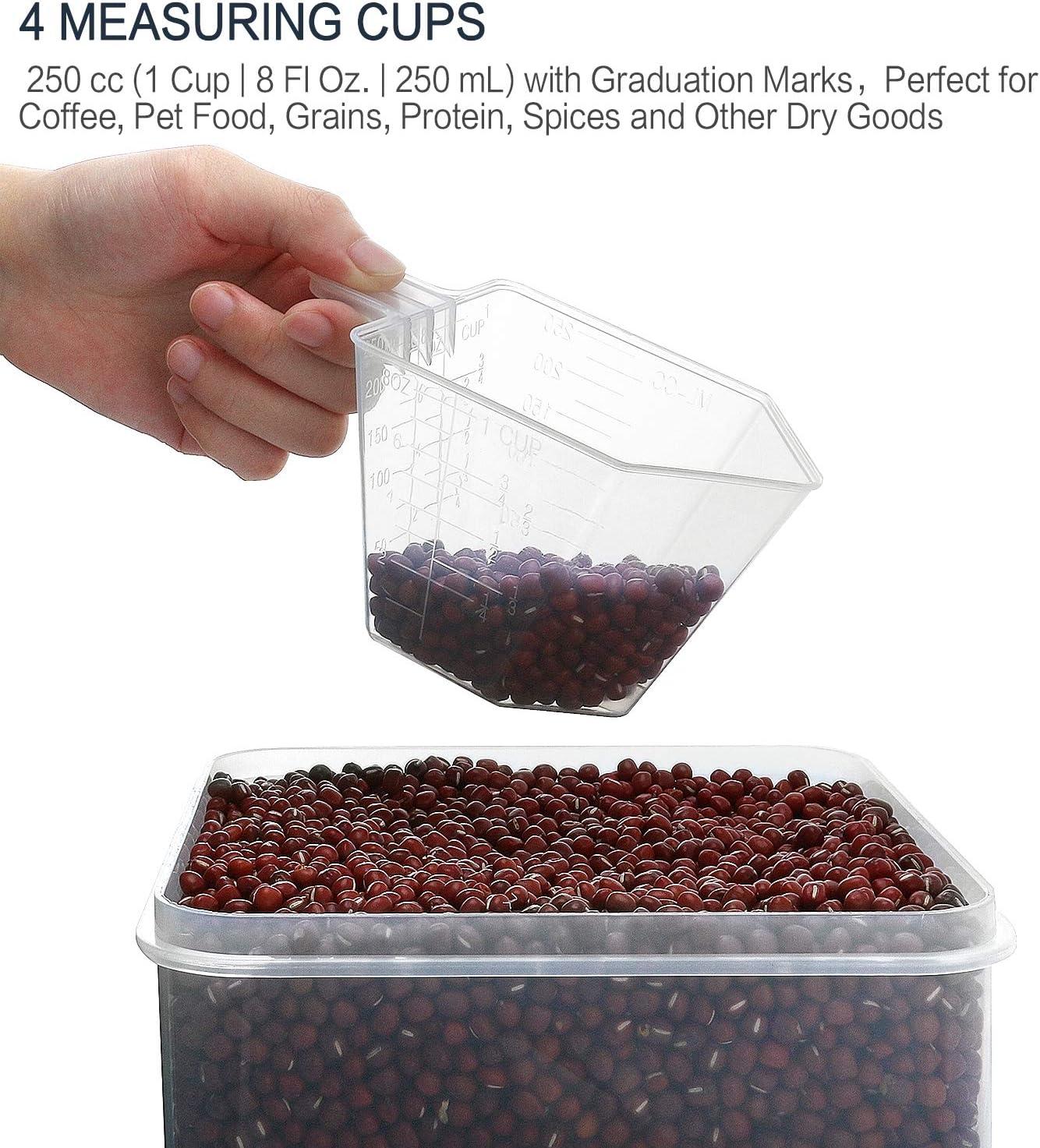 Prep & Savour Extra Large 7qt / 6.5L/220oz Tall Food Storage Containers, WIDE & DEEP, 4-Piece Plastic Airtight Kitchen Pantry Storage Containers for Flour, Sugar, with 4 Measuring Cups,20 Labels