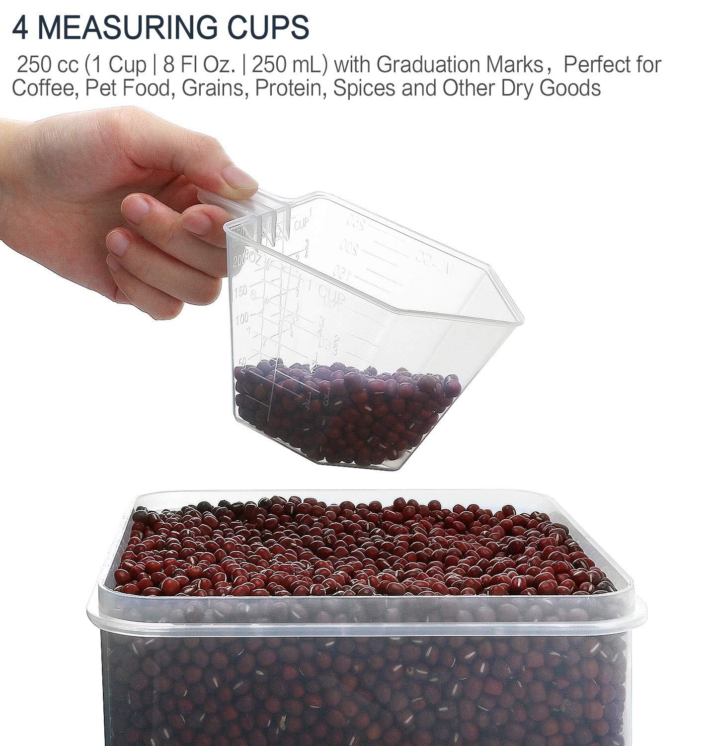 Prep & Savour Extra Large 7qt / 6.5L/220oz Tall Food Storage Containers, WIDE & DEEP, 4-Piece Plastic Airtight Kitchen Pantry Storage Containers for Flour, Sugar, with 4 Measuring Cups,20 Labels