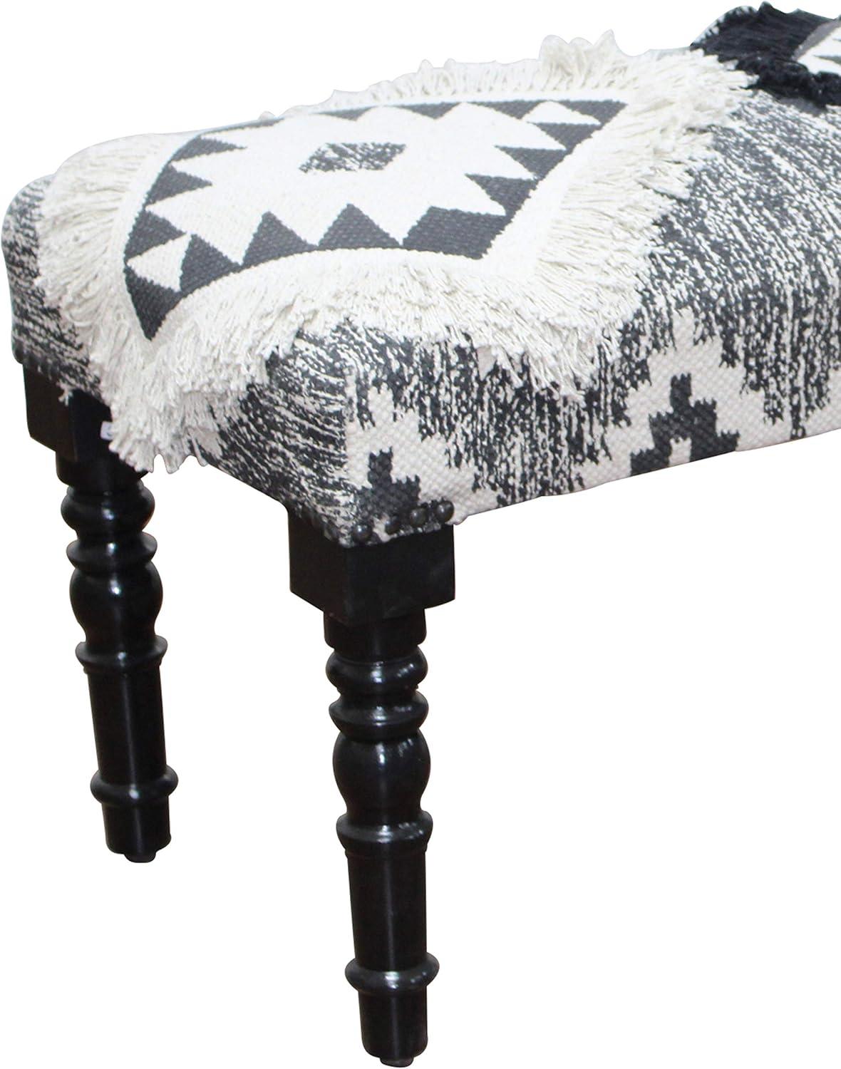 Modern Southwestern 47" Tufted Bench with Stylish Wooden Legs