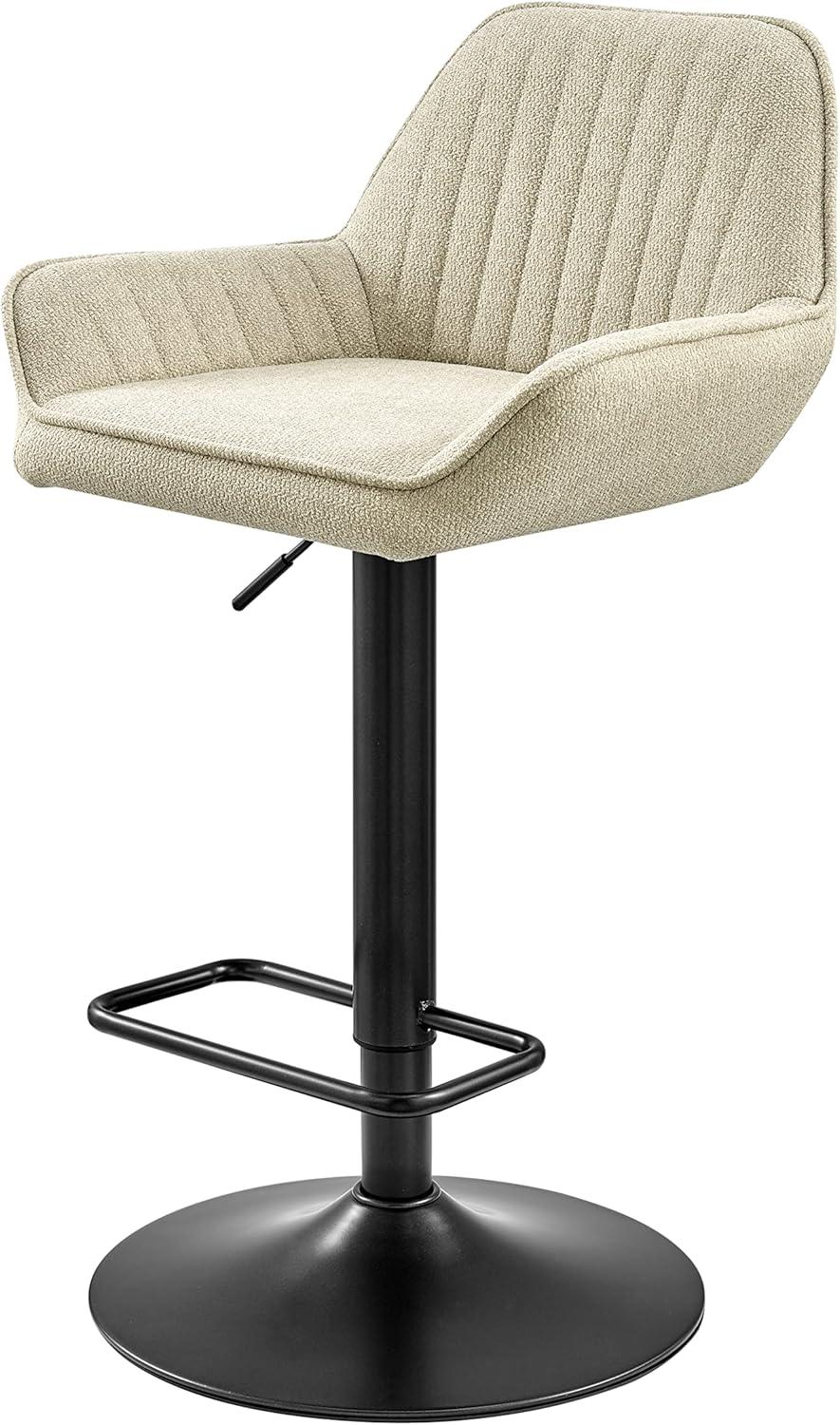 Luther Fabric Gaslift Swivel Bar Stool, (Set of 2) Cream