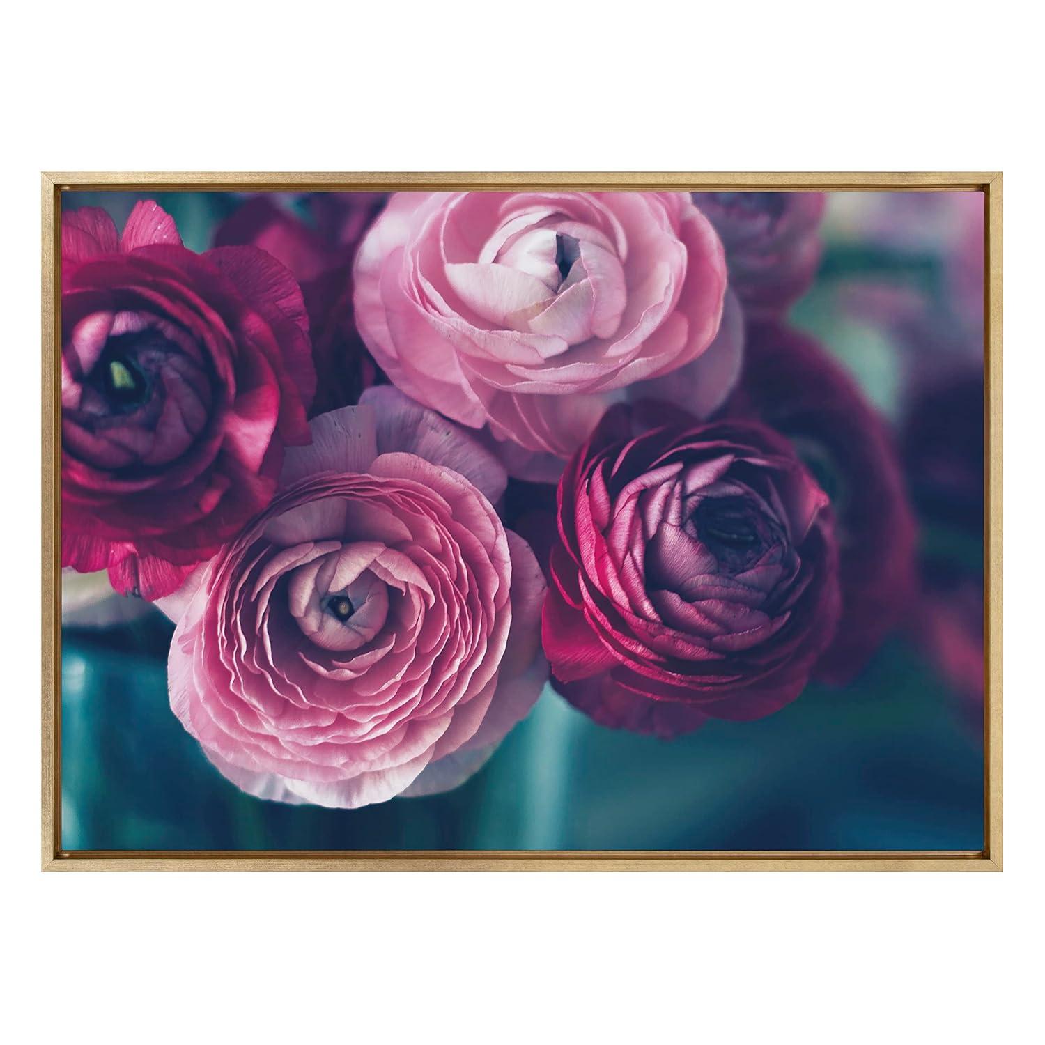 Gold Framed Floral Canvas Wall Art, 28x38