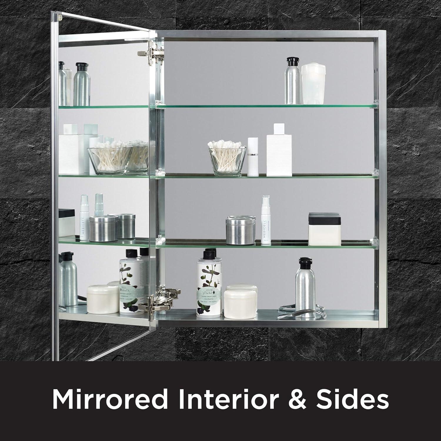 Designer Series Recessed or Surface Mount Frameless Medicine Cabinet with 3 Adjustable Shelves