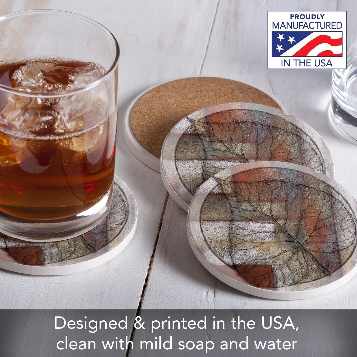 Thirstystone Leaf Whisper II Absorbent Stone Coaster 4-Pack