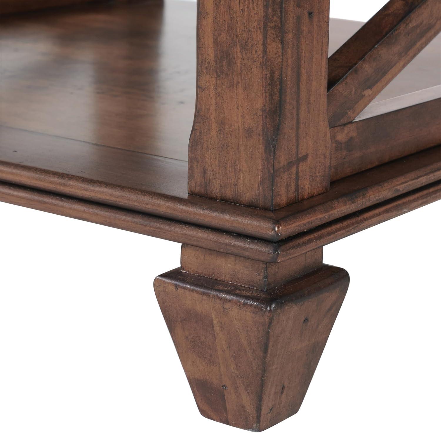 45" Bridgton Wood Coffee Table Cherry - Alaterre Furniture: Mid-Century Modern, Lower Shelf