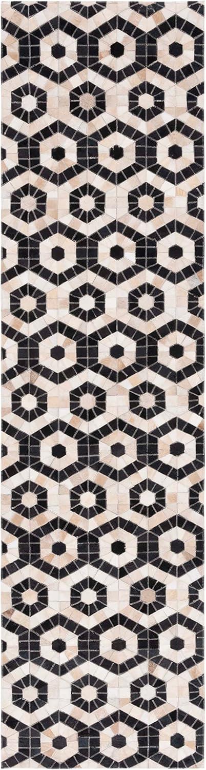 Studio Leather STL234 Flat Weave Runner Rug - Black/Beige - 2'3"x9' - Safavieh