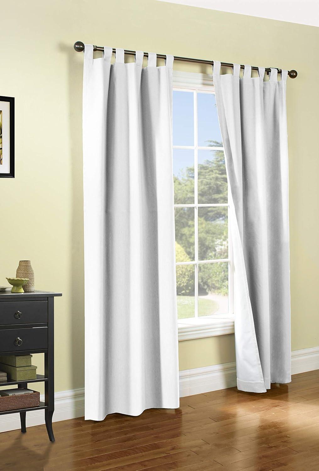 Winmate Insulated Cotton Tab Top Curtain Panel - Pair each 40" x 95" in White