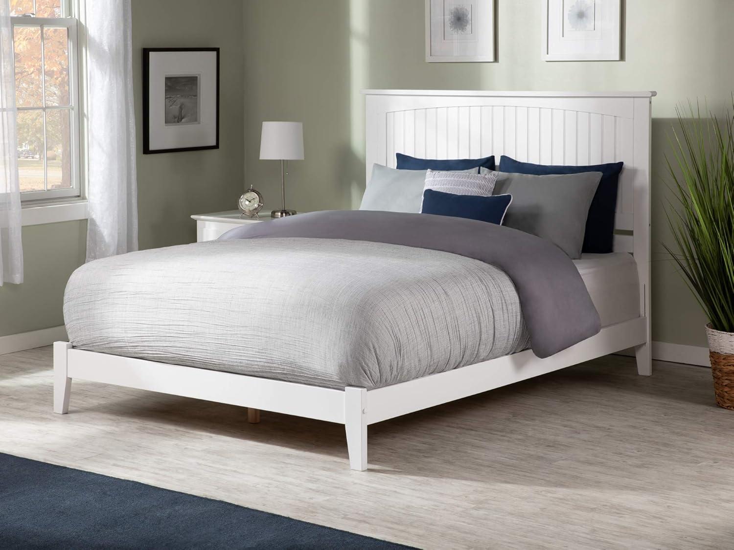 Nantucket King Wood Frame Bed with Drawer and Headboard in Grey