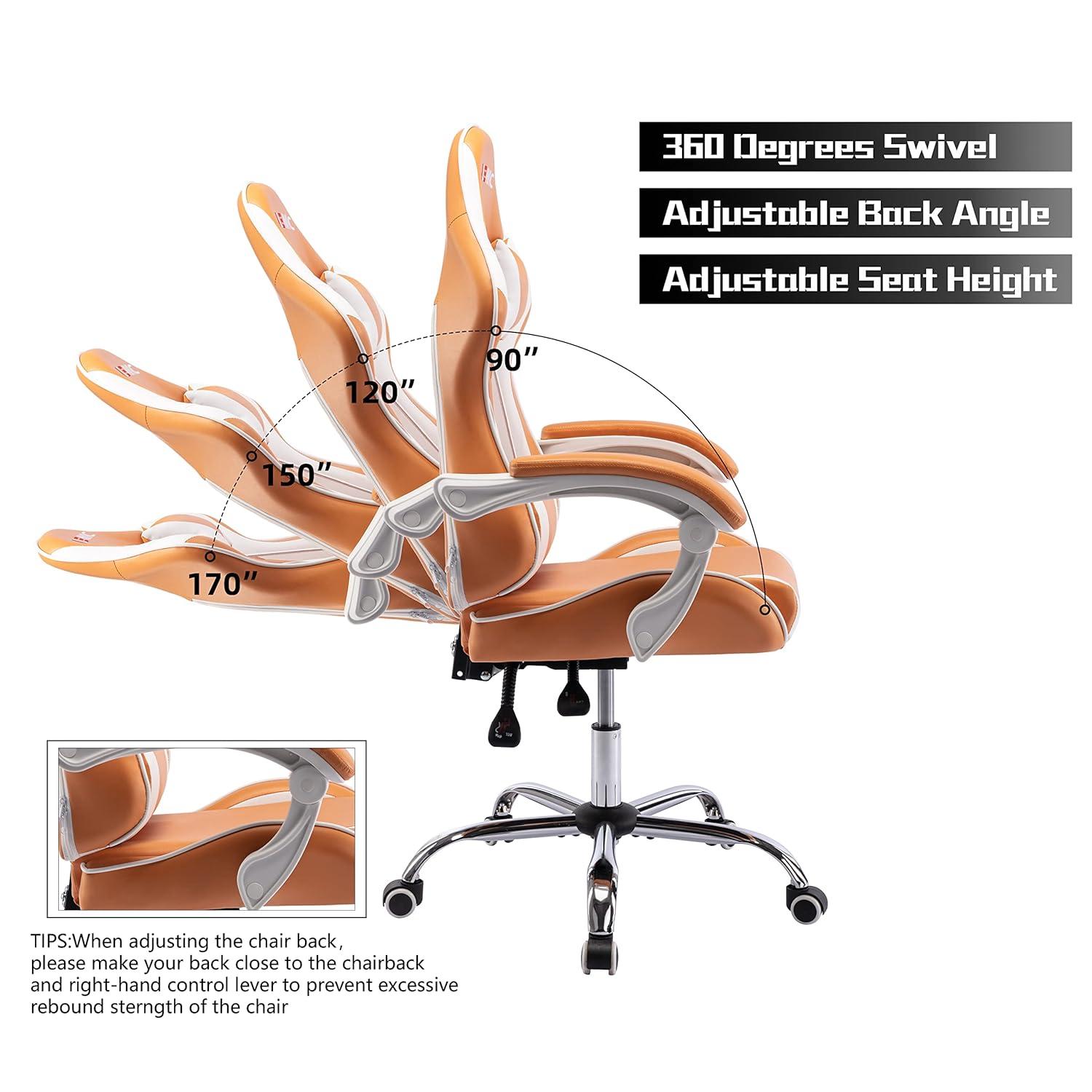 ALEAVIC Gaming Chair for Adults, High Back Ergonomic Computer Gaming Chair with Headrest and Lumbar Support, Orange