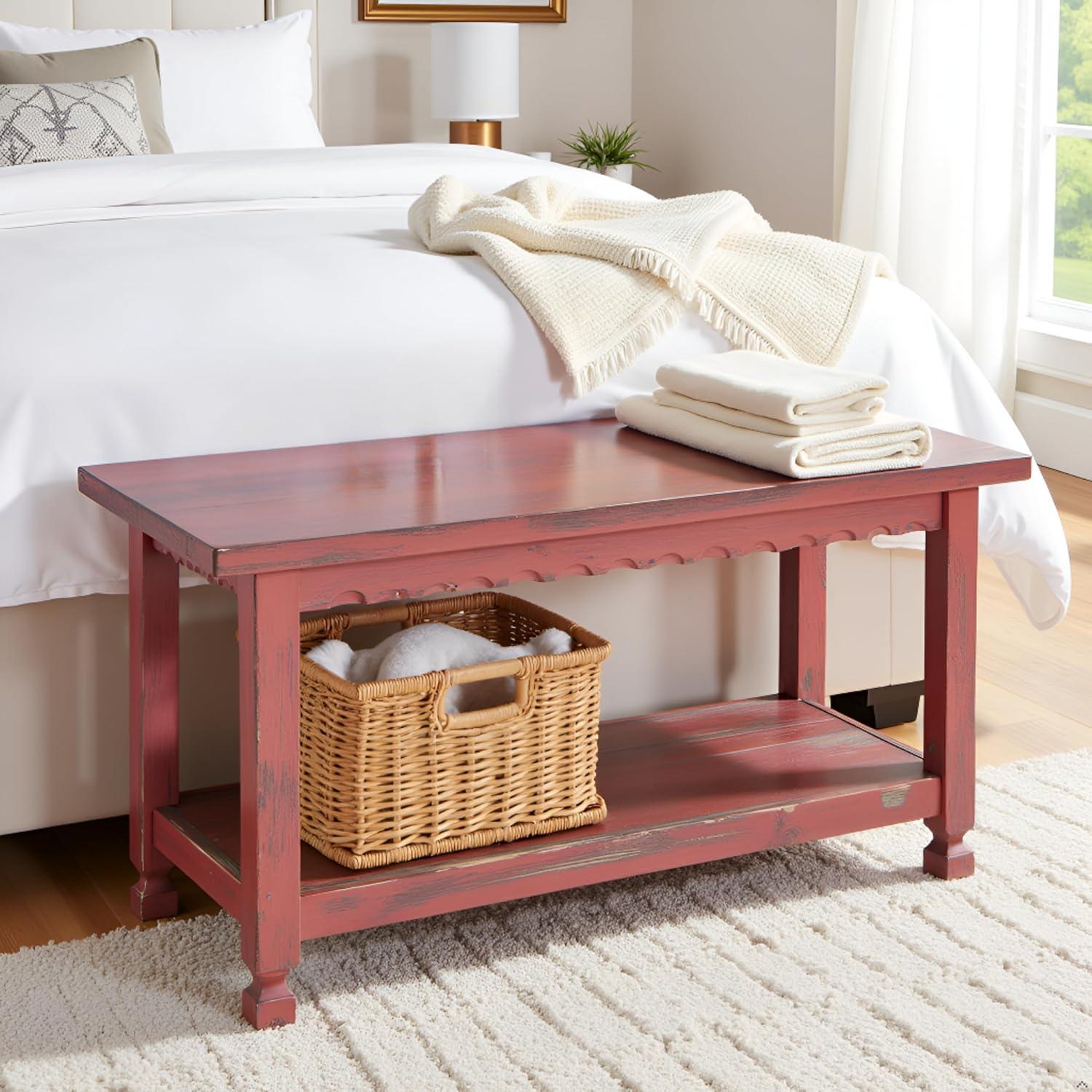 Country Cottage Bench, Red Antique