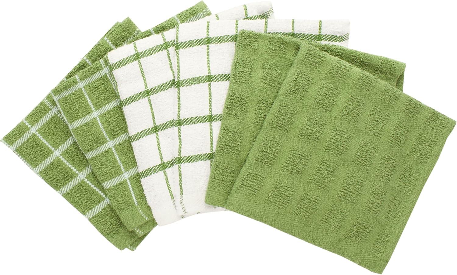 Ritz 9-Piece Terry Check Kitchen Towel Set and Check Dish Cloth Set