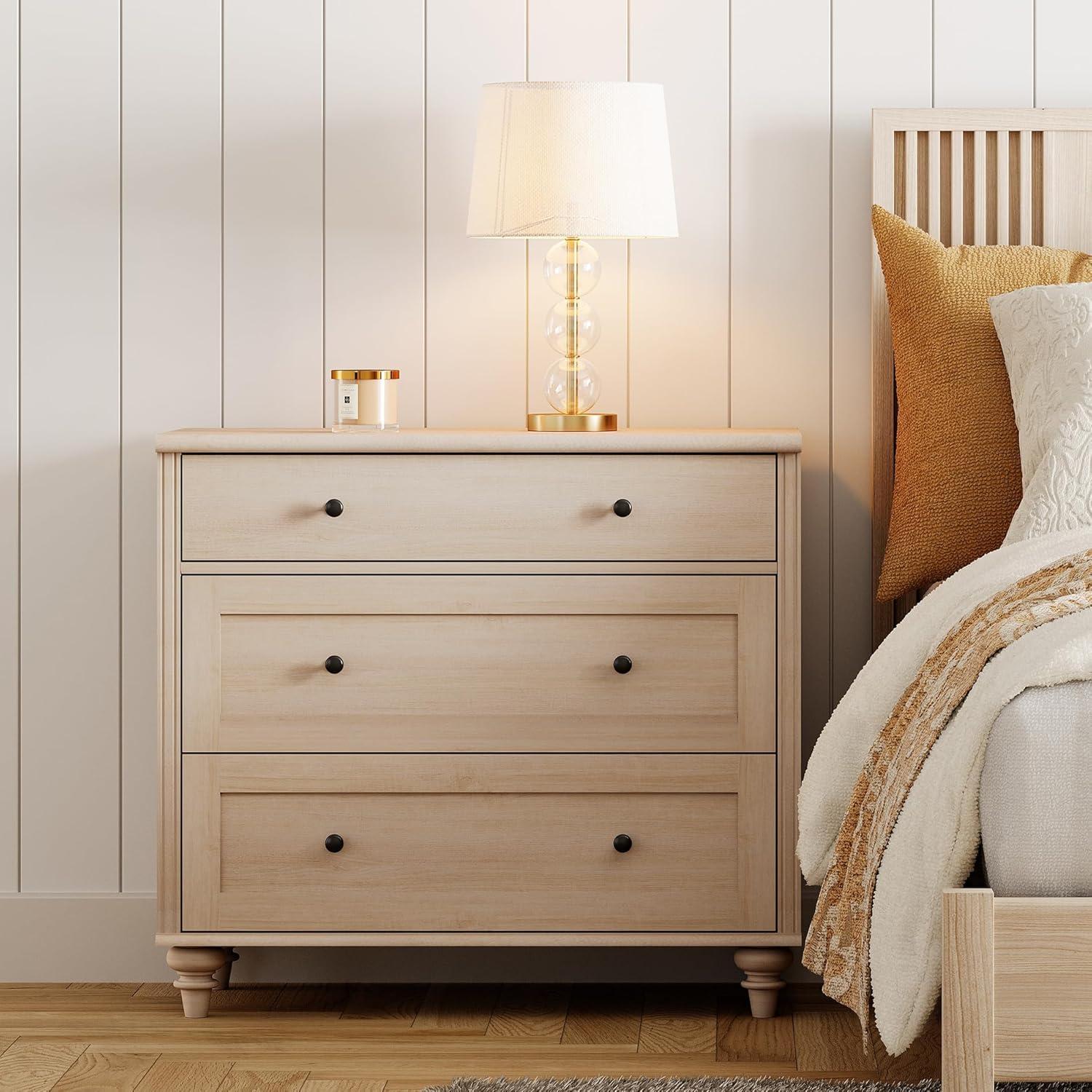 Ophelia & Co. Nightstand For Bedroom With 3 Drawers, Mid Century Modern Wooden Closet Storage Organizer