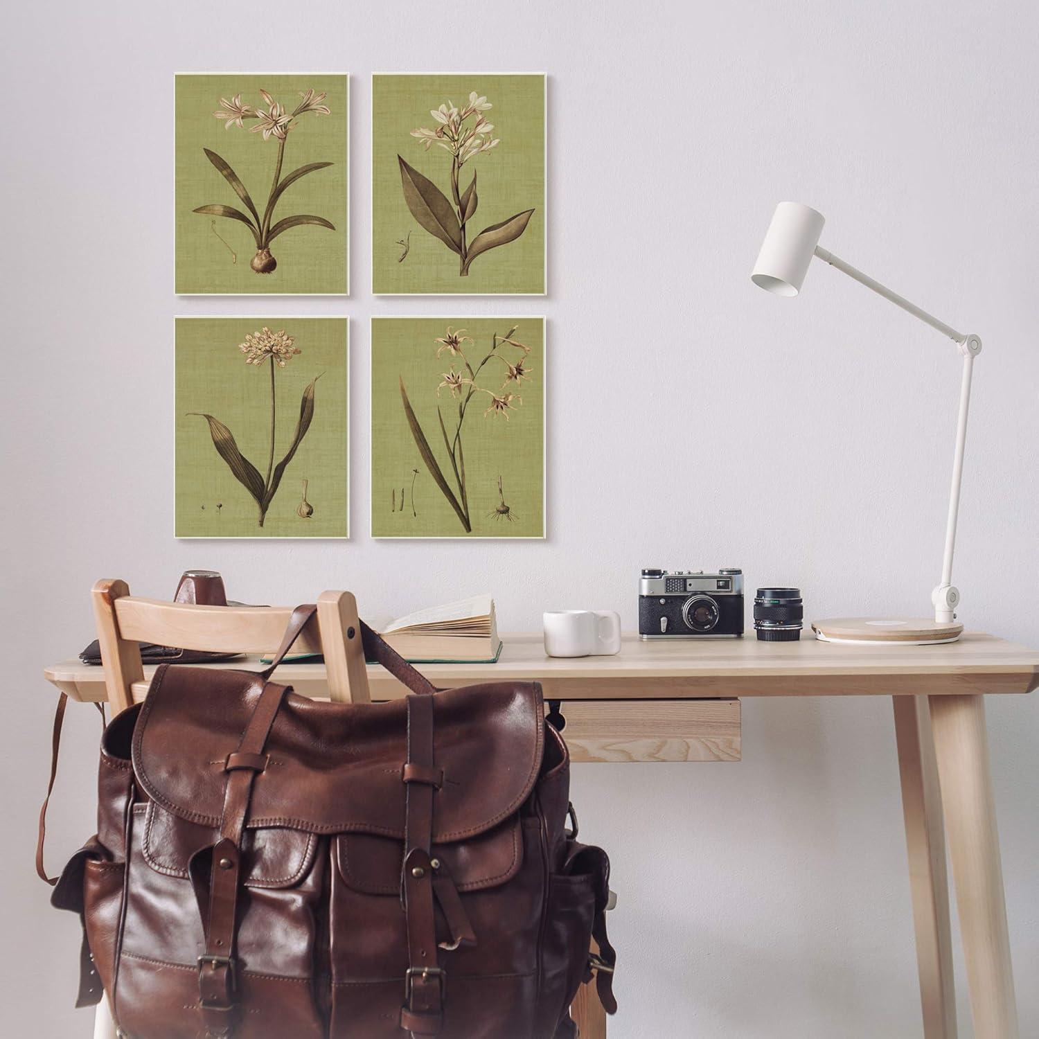 Vintage Botanical Green Canvas Wall Art Set, 16 x 20 Inches