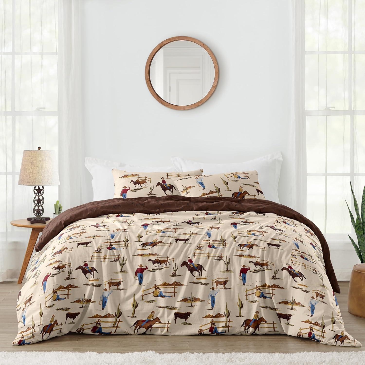 Wild West Cowboy Brown Microfiber Full Bedding Set