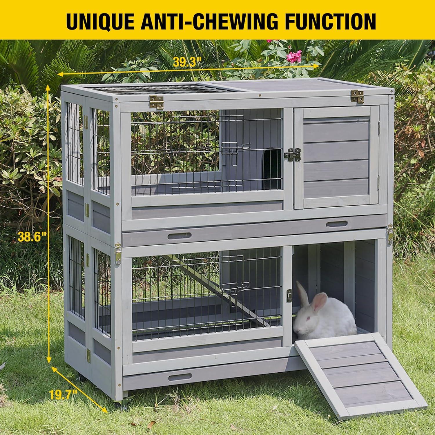 Aivituvin Folding Rabbit Hutch | Outdoor Bunny Cage (Inner Space 14.1 ft²)-AIR18-F