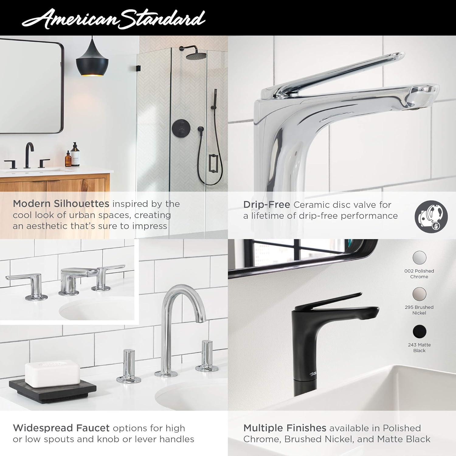 Matte Black Modern Widespread Low-Spout Bathroom Faucet