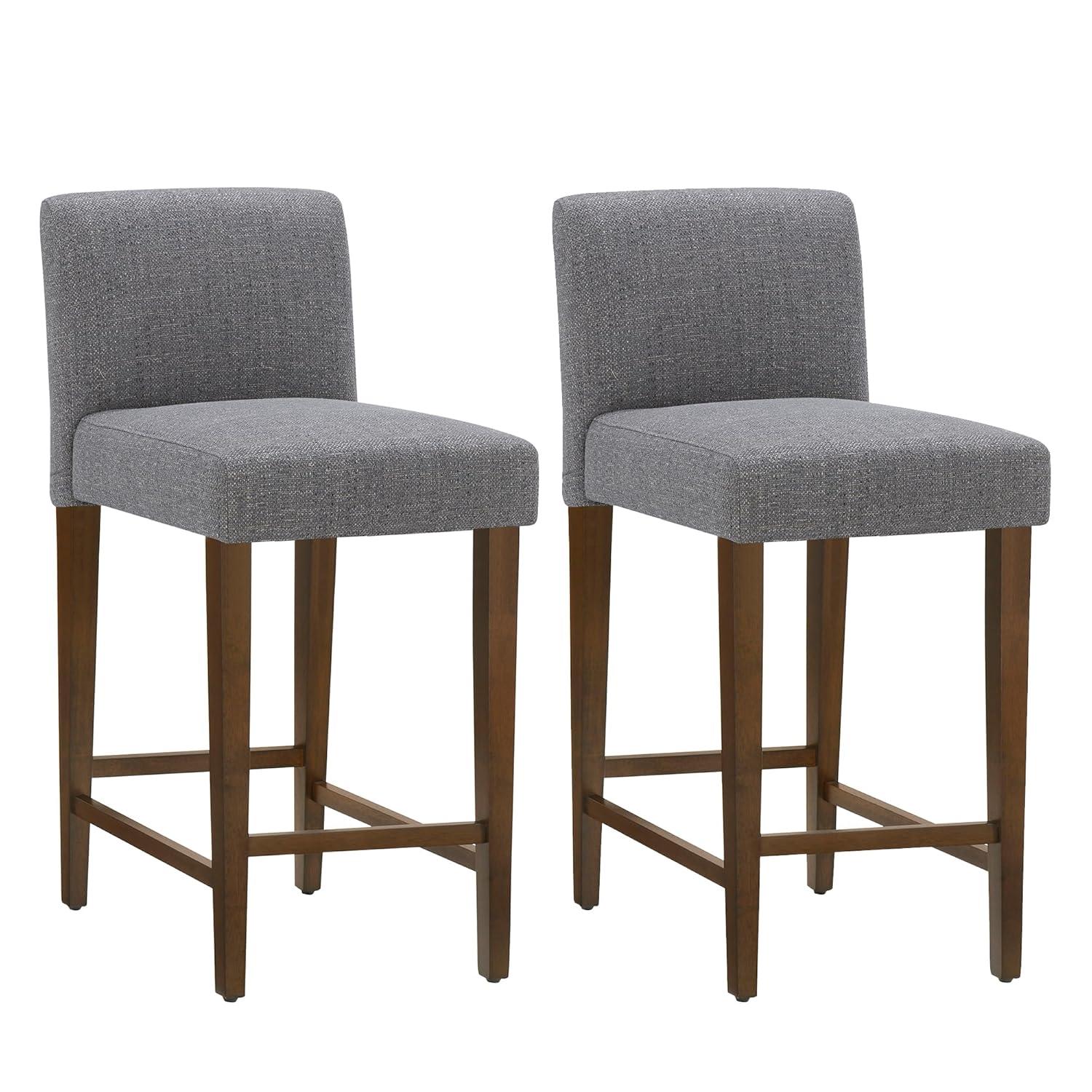 CHITA 25 inch Bar Stools Set of 2, Fabric in Fog Grey