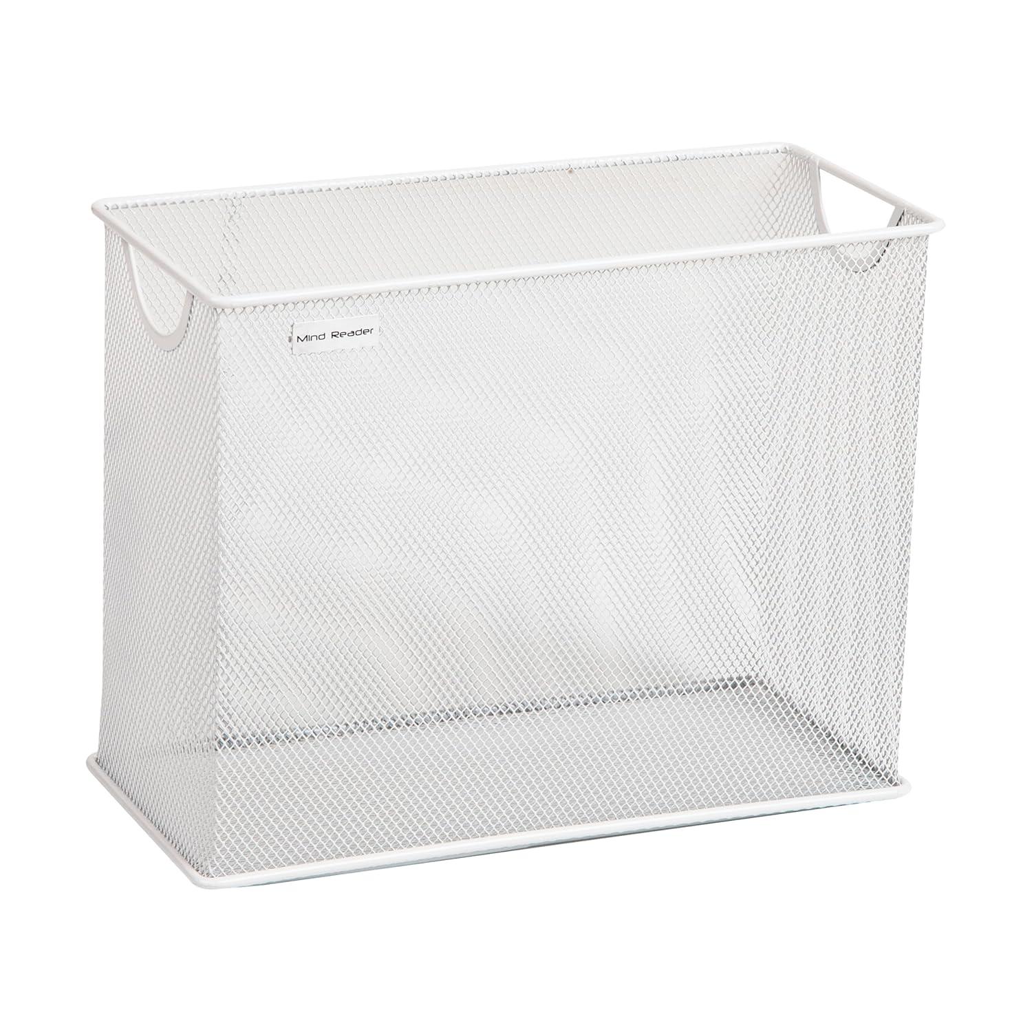 Mind Reader Metal Mesh File Organizer Storage Basket for Letters, White