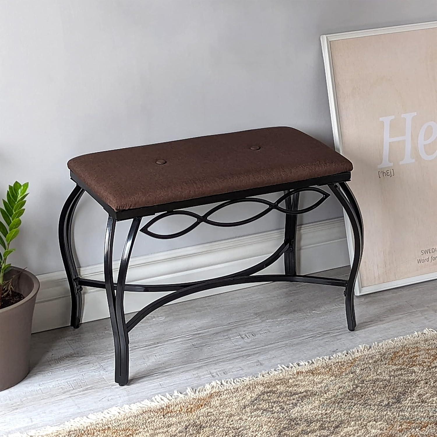 Mango Steam Mocha Brown Shoe Bench - Vanity Seat for Makeup Room, Dressing Stool, Entryway Bench