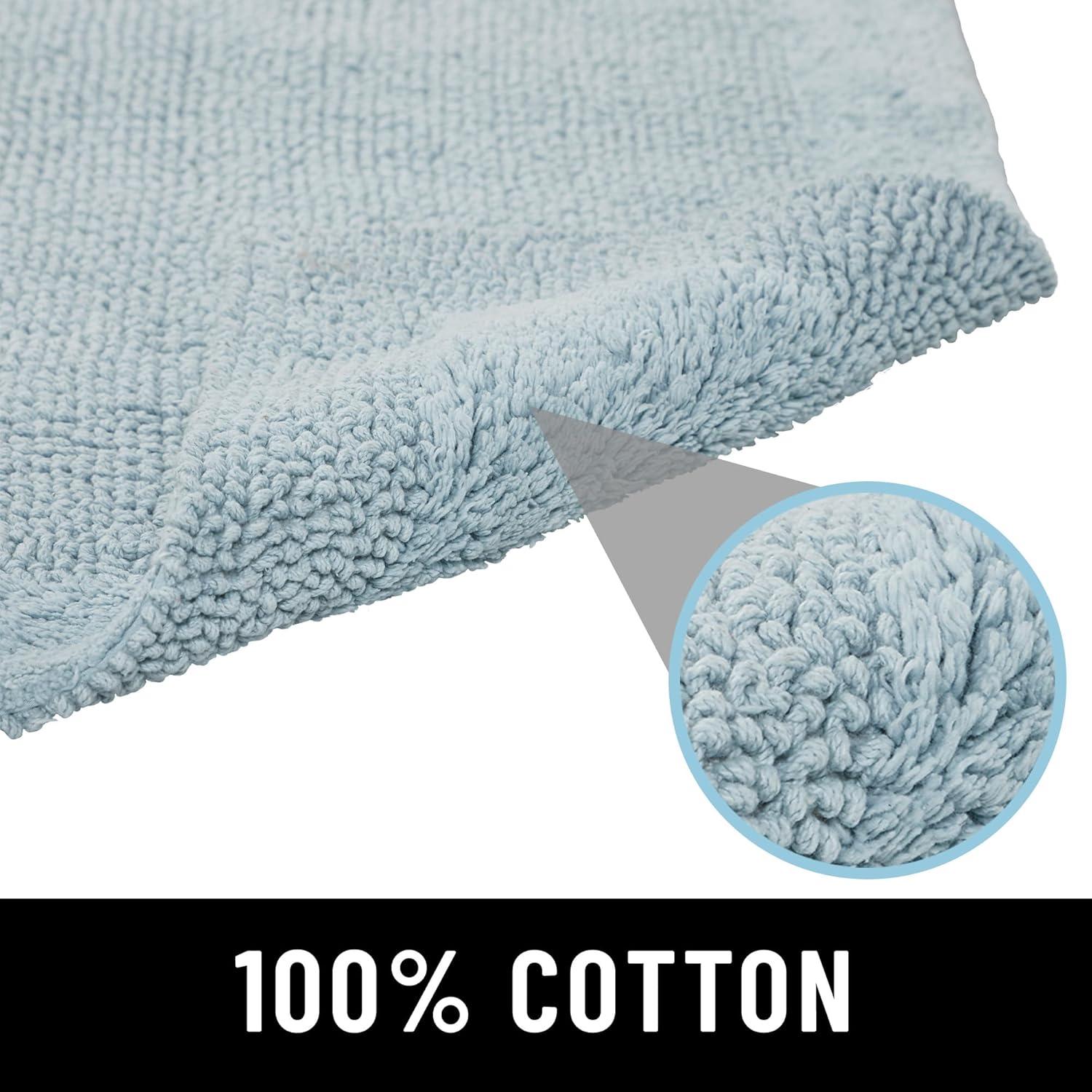 Better Trends Edge 100% Cotton Tufted Reversible Bath Rug 21" x 34" Rectangle - Blue
