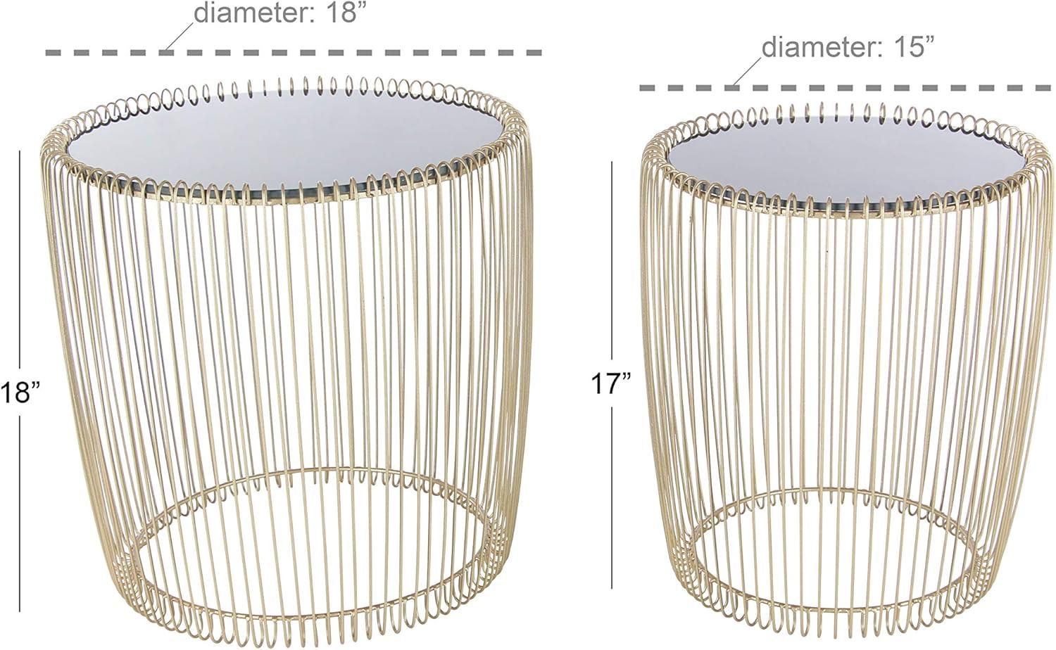 Set of 2 Metal and Glass Round Accent Tables Gold - Olivia & May: No Assembly, Indoor Use, Contemporary Style