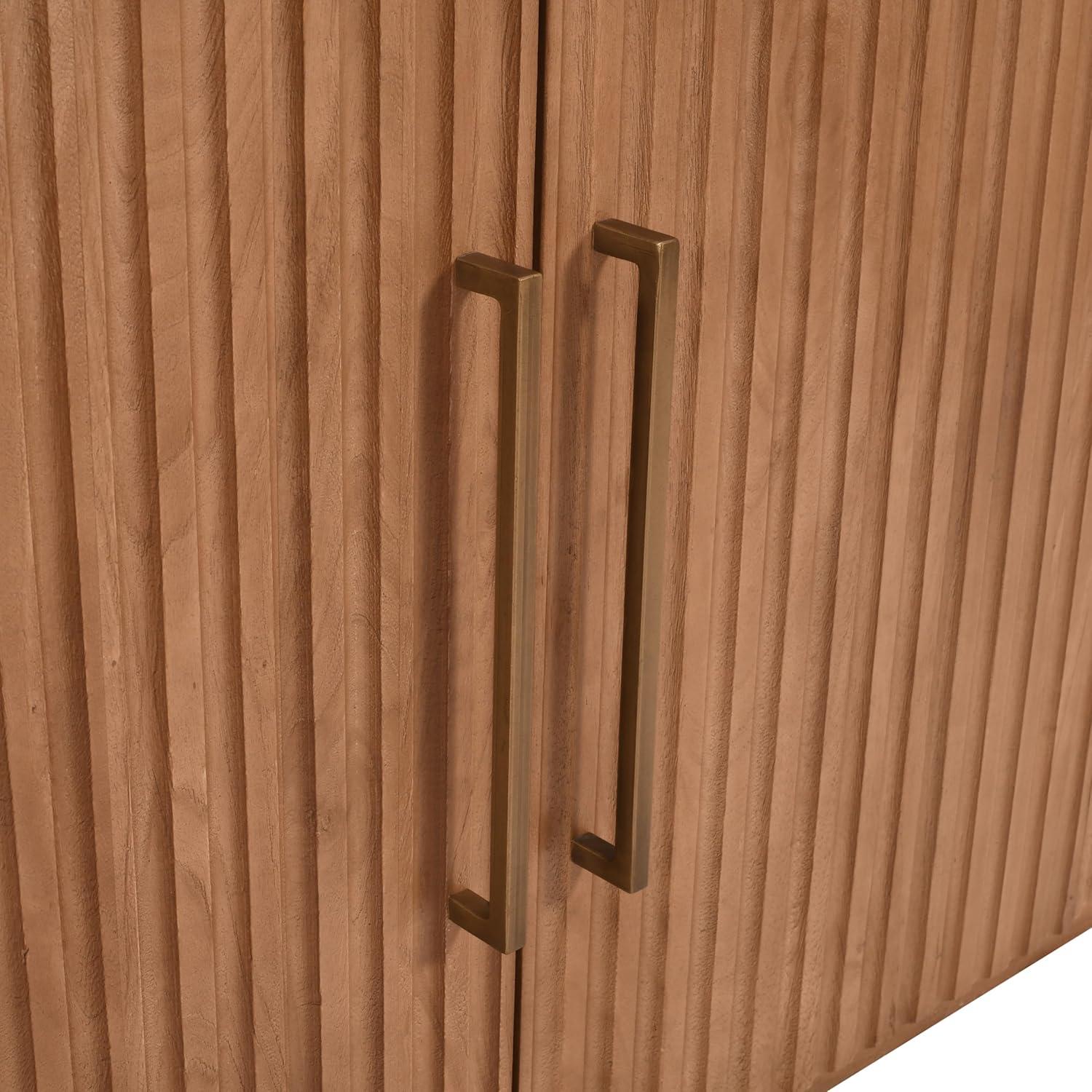 Jofran Breck Solid Wood 60" Mid-Century Modern Curved Sideboard Bar Storage Cabinet