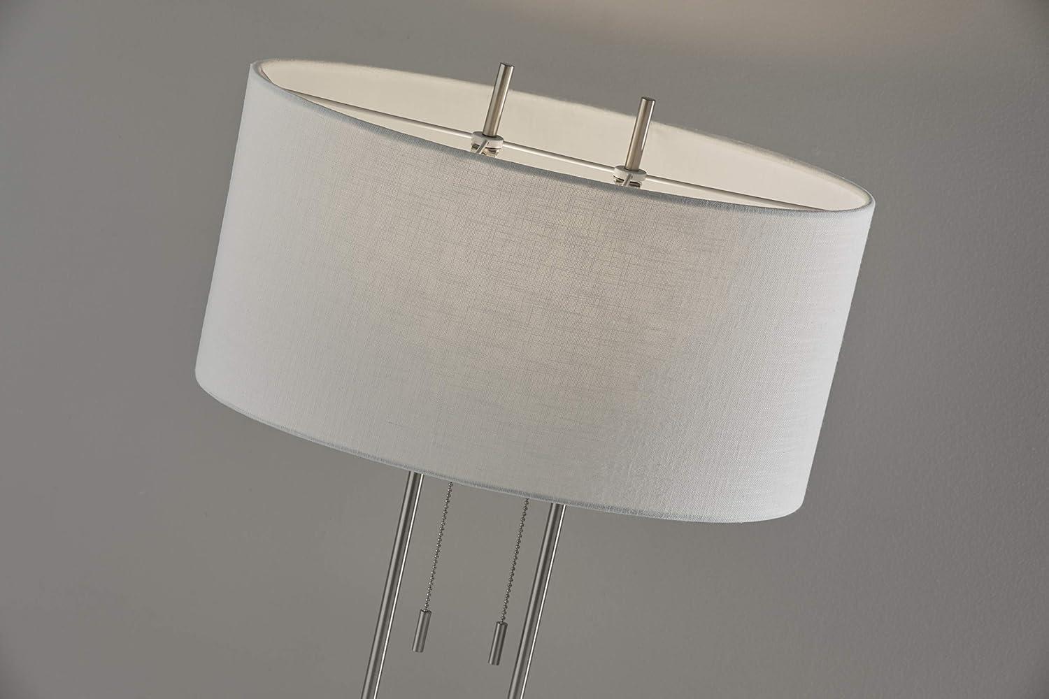 Duet Table Lamp Silver - Adesso: Modern Accent Lighting, Polyester Shade, Metal Body, ETL Listed