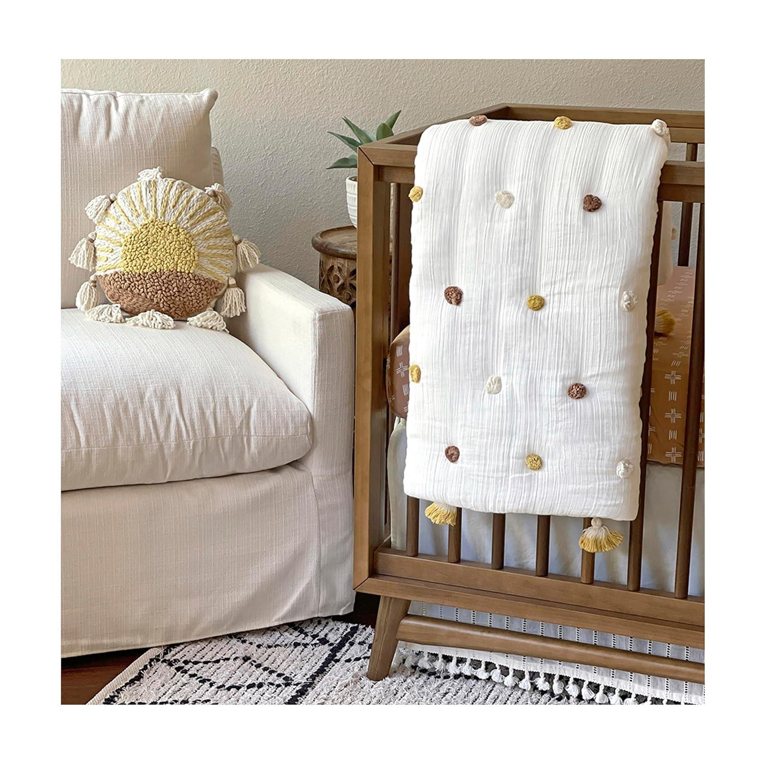 Crane Baby Sunshine Accent Pillow Cover With Insert, 100% Cotton For Baby Nursery, by