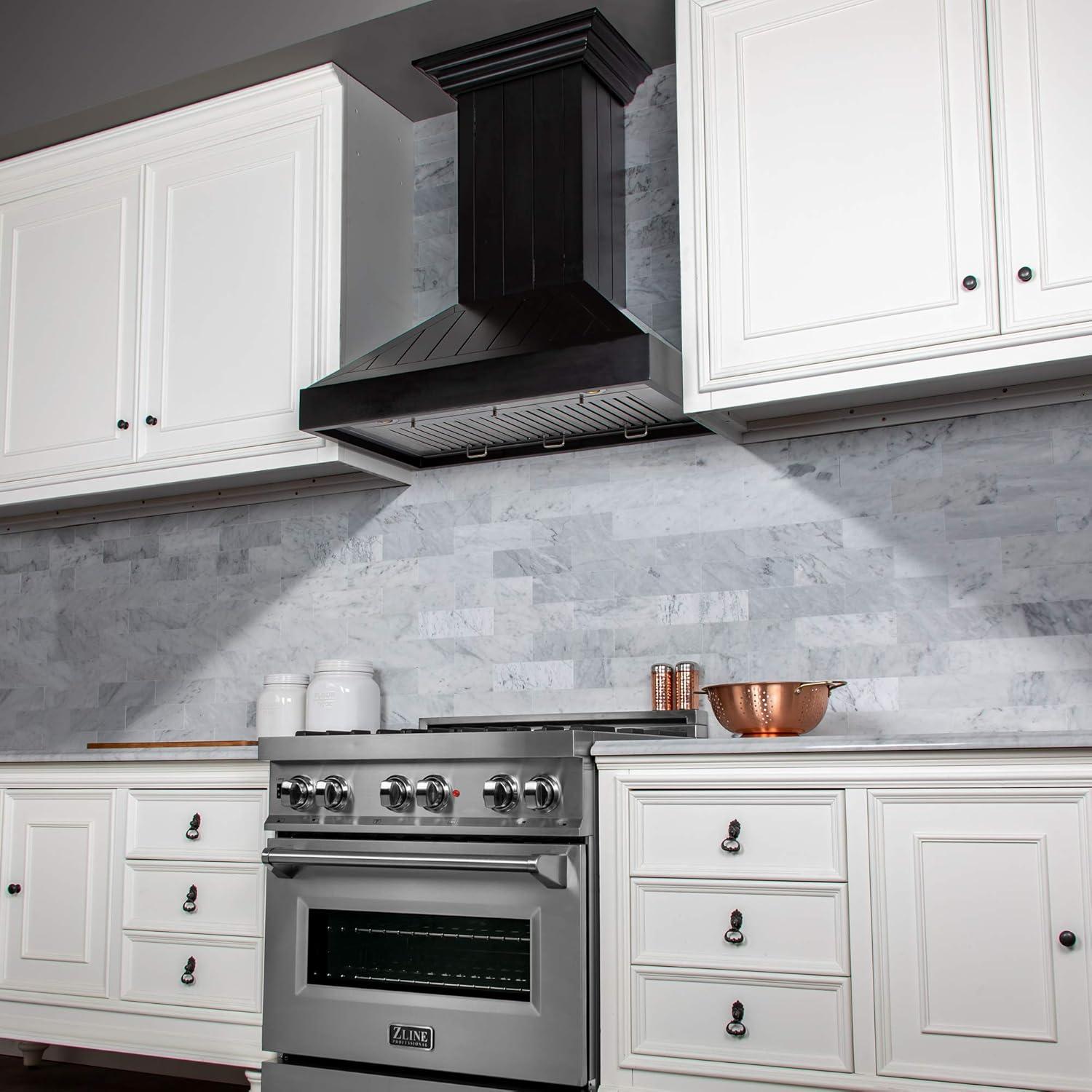 ZLINE 36 in. Wooden Convertible Vent Wall Mount Range Hood in Rustic Light Finish - Includes Motor (KPLL-36)
