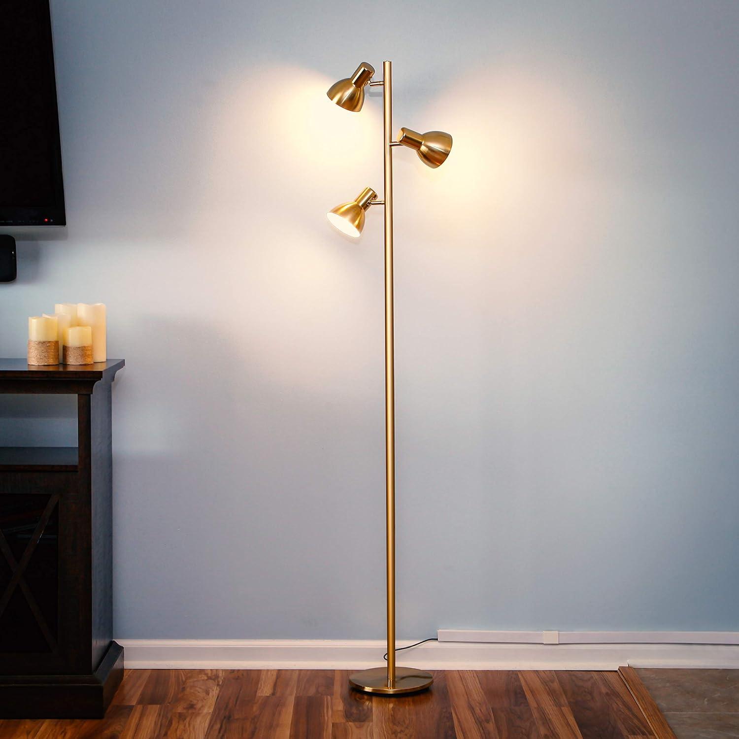 Ethan 65.5 in. Mid-Century Modern 3-Light 3-Way Dimming LED Floor Lamp with 3 Metal Cone Shades