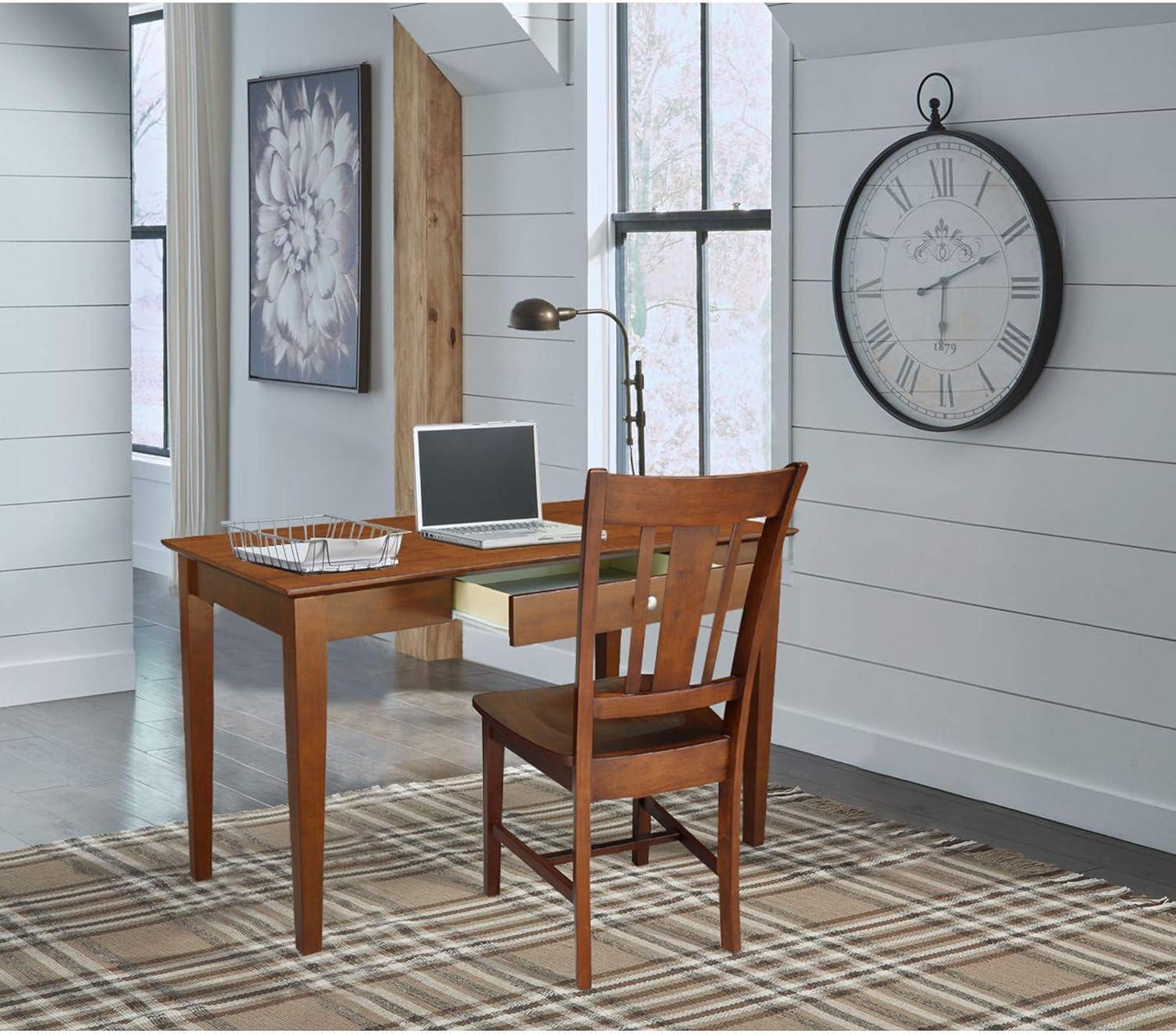 Basic Size Desk with Drawer and Chair Brown - International Concepts