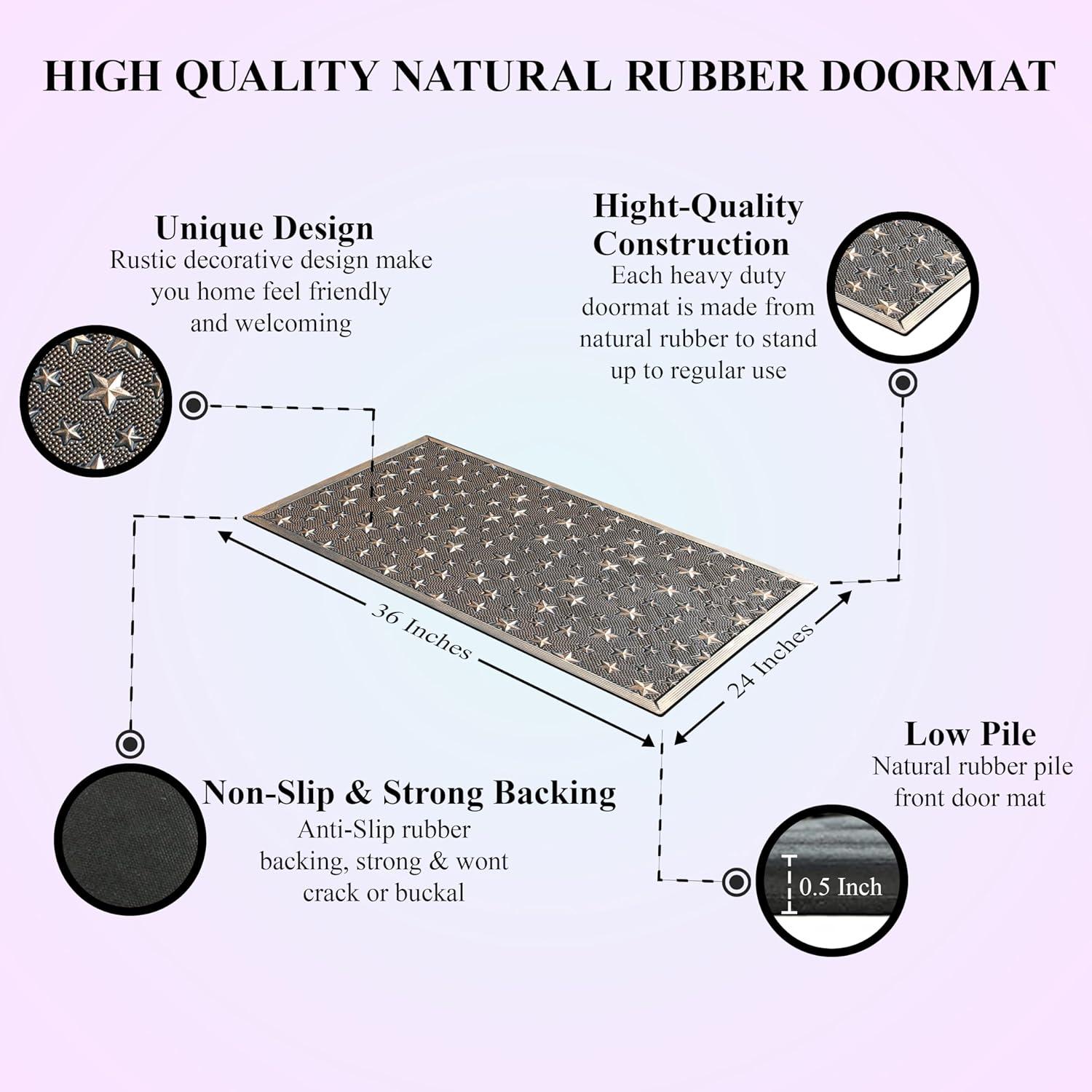 A1HC Good Luck Design Rubber Pin Welcome Door Mats 24"x36" for Outdoor Entrance, Fun Designed Doormat, Welcome Mats for Front Door Non-Slip Backing Rubber Doormat for Indoor Outdoor Use