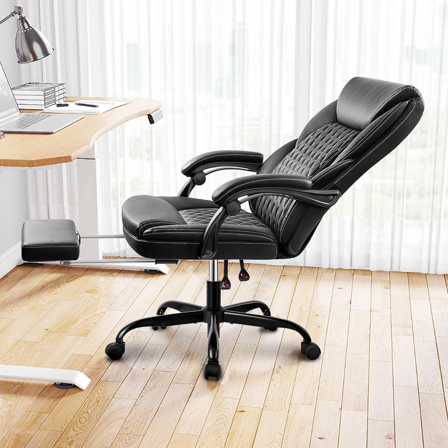 Black Leather High Back Ergonomic Executive Swivel Chair