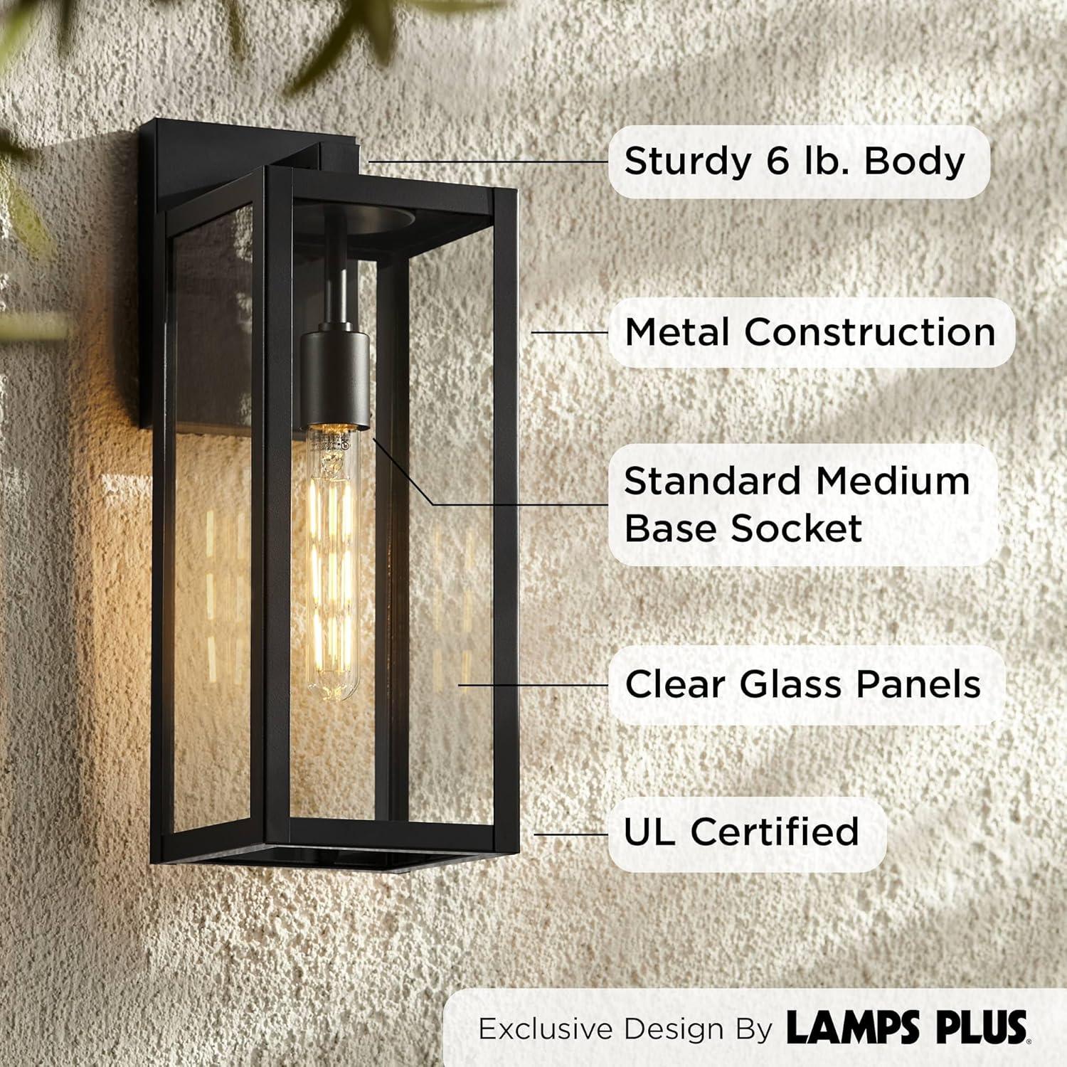 John Timberland Titan Modern Outdoor Wall Light Fixture Mystic Black 17" Clear Glass for Post Exterior Barn Deck House Porch Yard Patio Home Outside