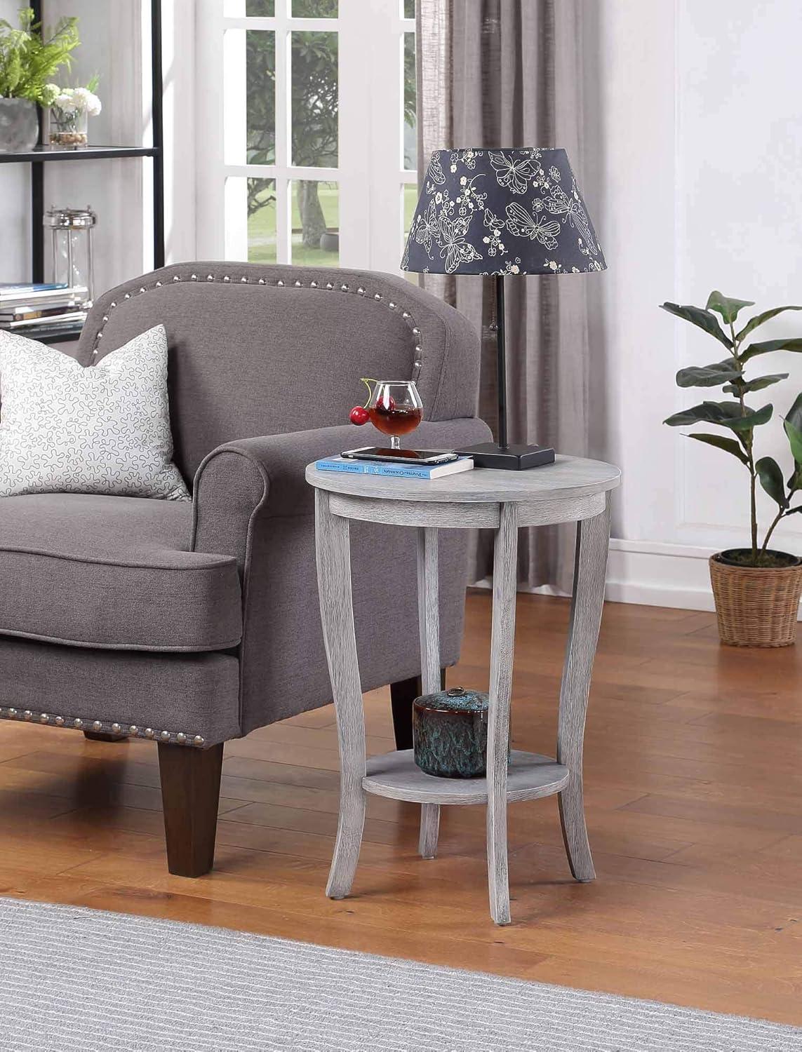 Convenience Concepts American Heritage Modern Round MDF Coffee Table, Wirebrush Light Gray